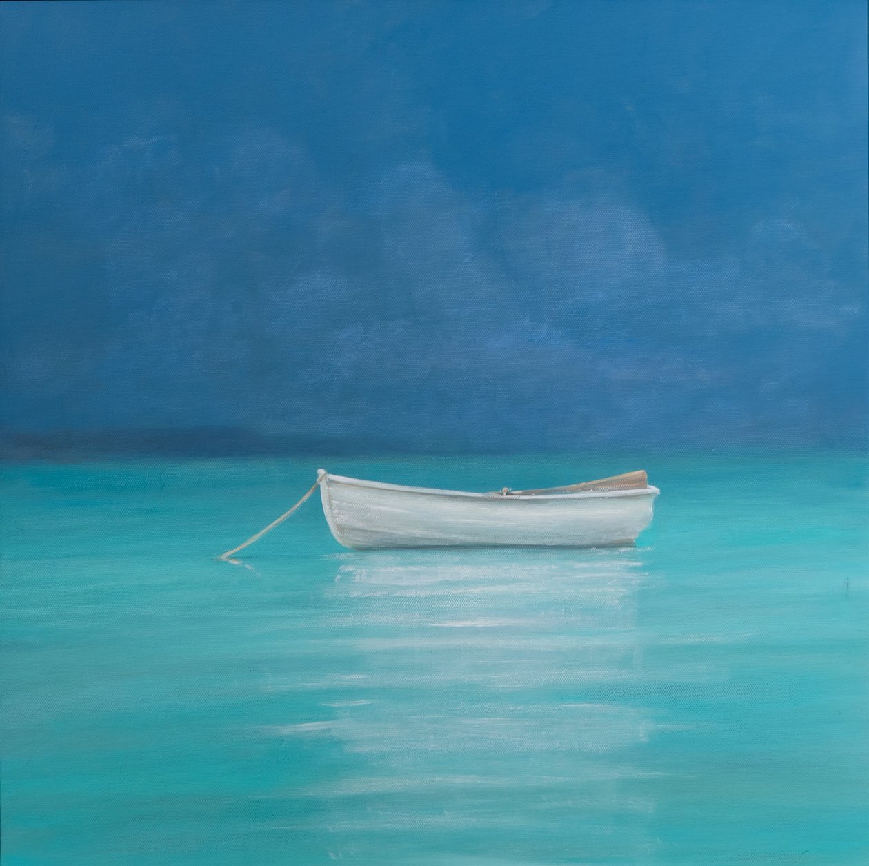 白色小船，Kilifi 2012（画布上的丙烯酸） 作者 林肯·塞利格曼