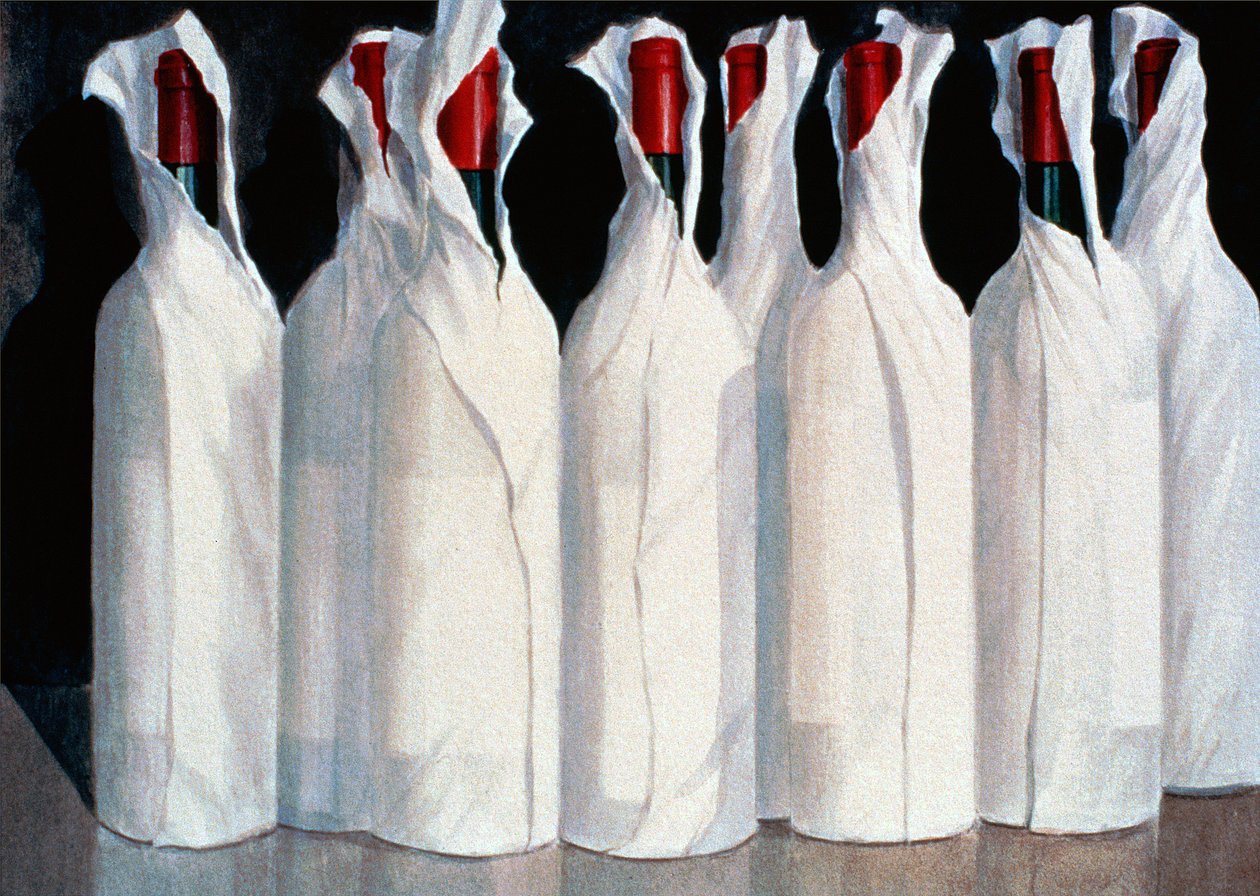 包装葡萄酒瓶，1995年第1号（纸上丙烯酸） 作者 林肯·塞利格曼