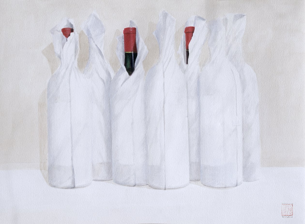 包装好的瓶子3,2003（丙烯酸在纸上） 作者 林肯·塞利格曼