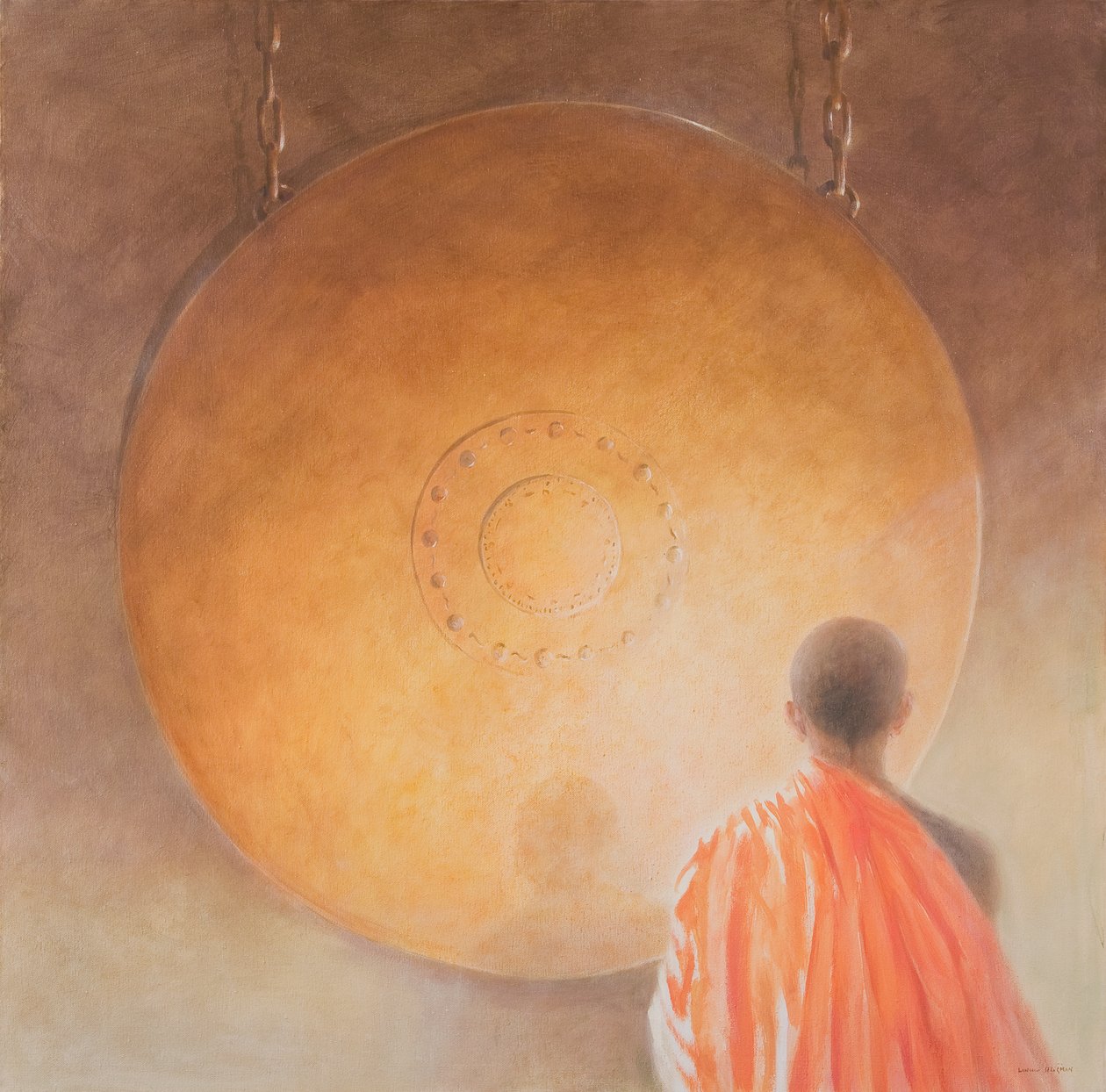 年轻的佛教僧侣和龚，不丹，2010年（画布上的丙烯酸） 作者 林肯·塞利格曼