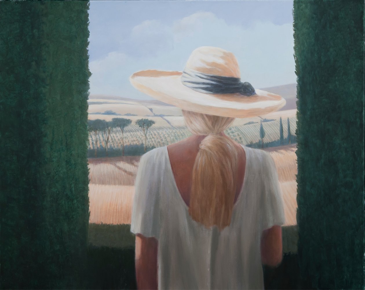 女孩，后视图，托斯卡纳，2012年（丙烯画布） 作者 林肯·塞利格曼
