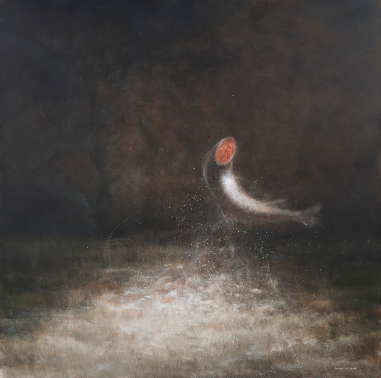 跳跃鱼，2012（画布上的丙烯酸） 作者 林肯·塞利格曼