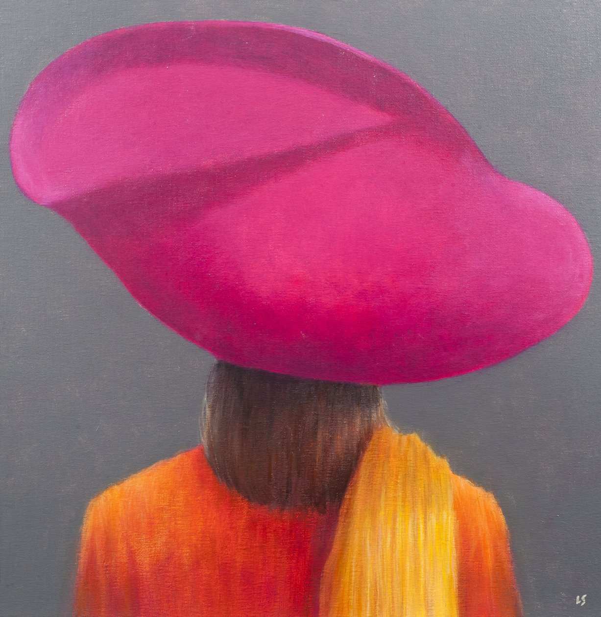 洋红色帽子，藏红花夹克，2014年 作者 林肯·塞利格曼
