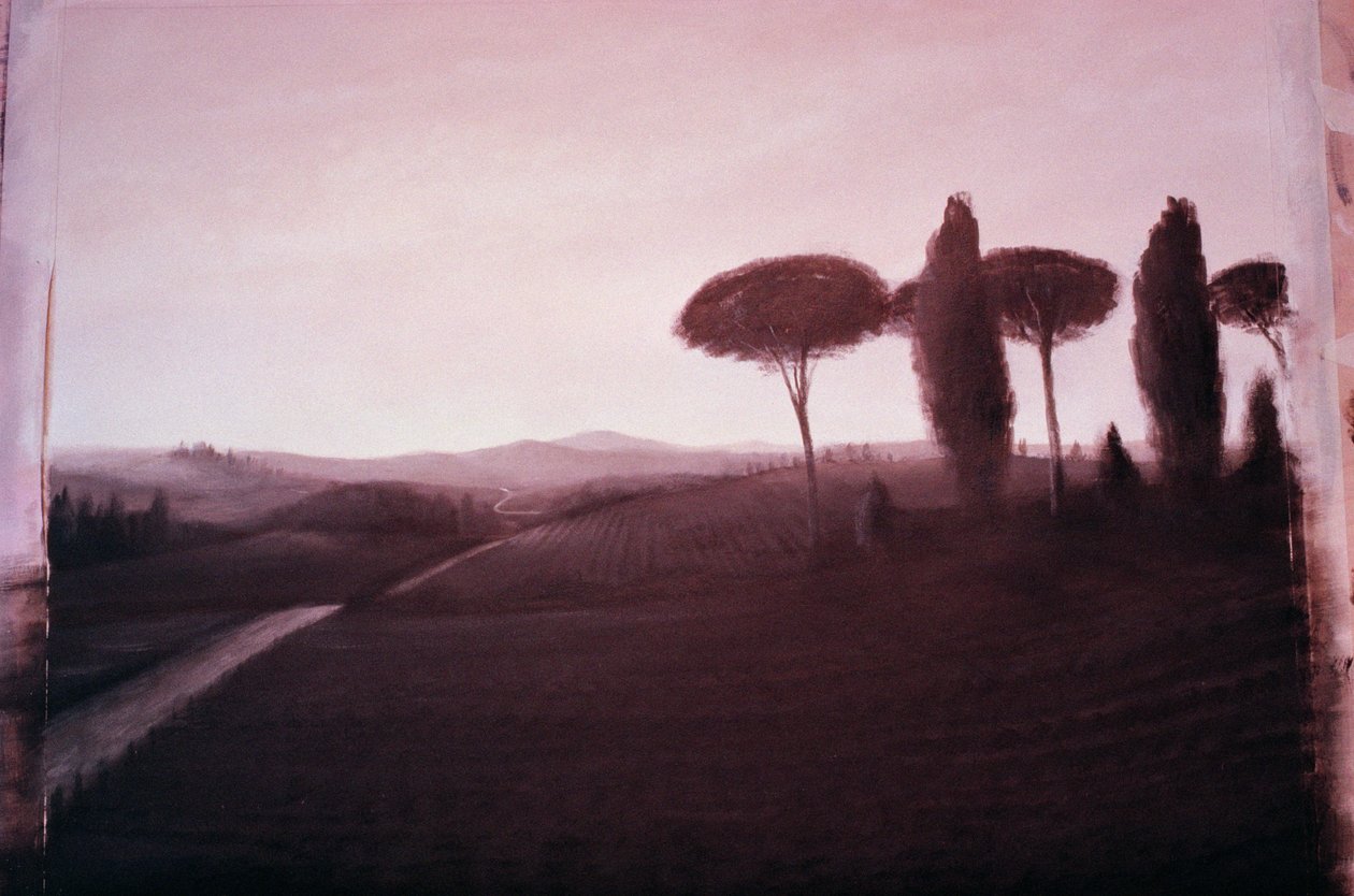 托斯卡纳风景，1992年（纸上丙烯酸） 作者 林肯·塞利格曼
