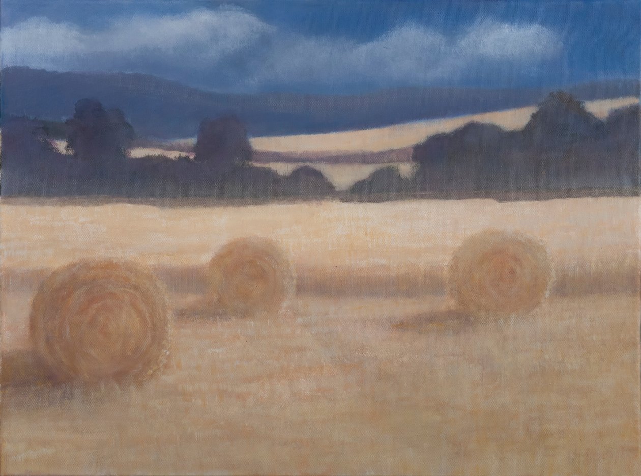 两个干草捆，2012年（丙烯画布） 作者 林肯·塞利格曼