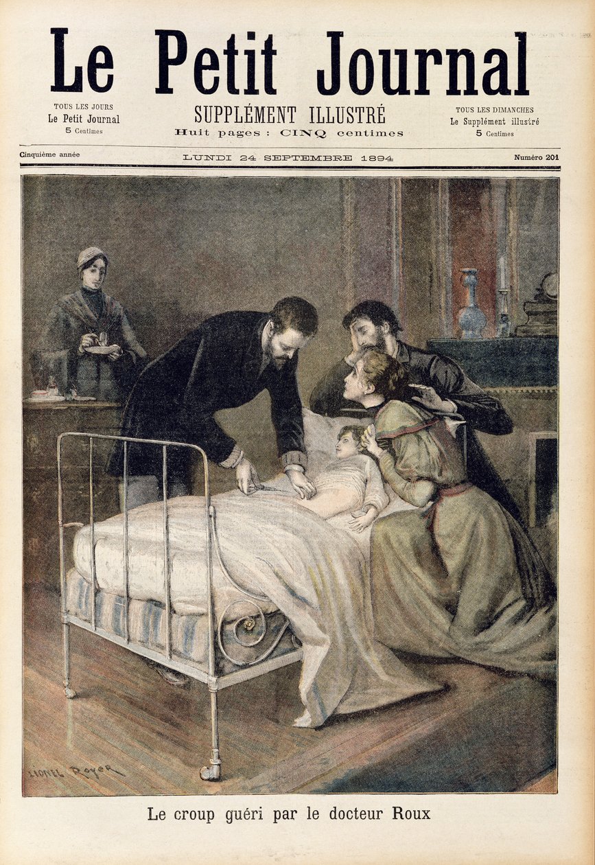由Roux医生治疗的Croup，来自&39;Le Petit Journal&39;的插图，1894年9月24日 作者 莱昂内尔·罗耶（Lionel Royer）