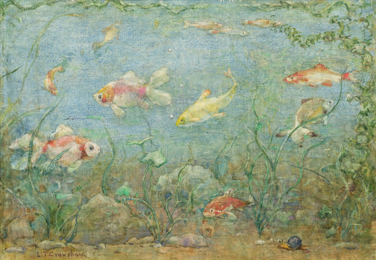 水下场景（亚麻布上的水彩和体彩） 作者 莱昂内尔汤森克劳肖