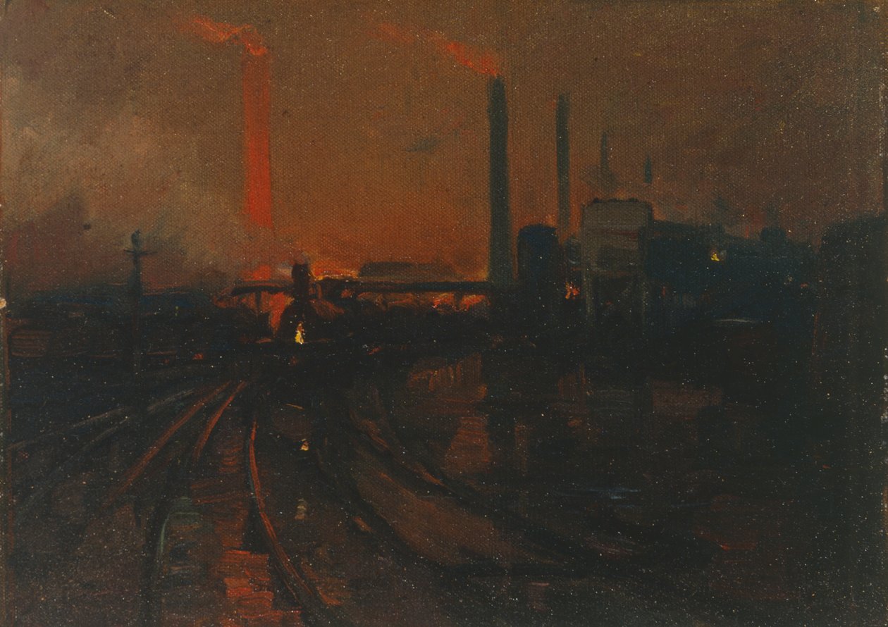 卡迪夫钢铁厂的夜晚》，1893-97年 作者 莱昂内尔·瓦尔登（Lionel Walden）