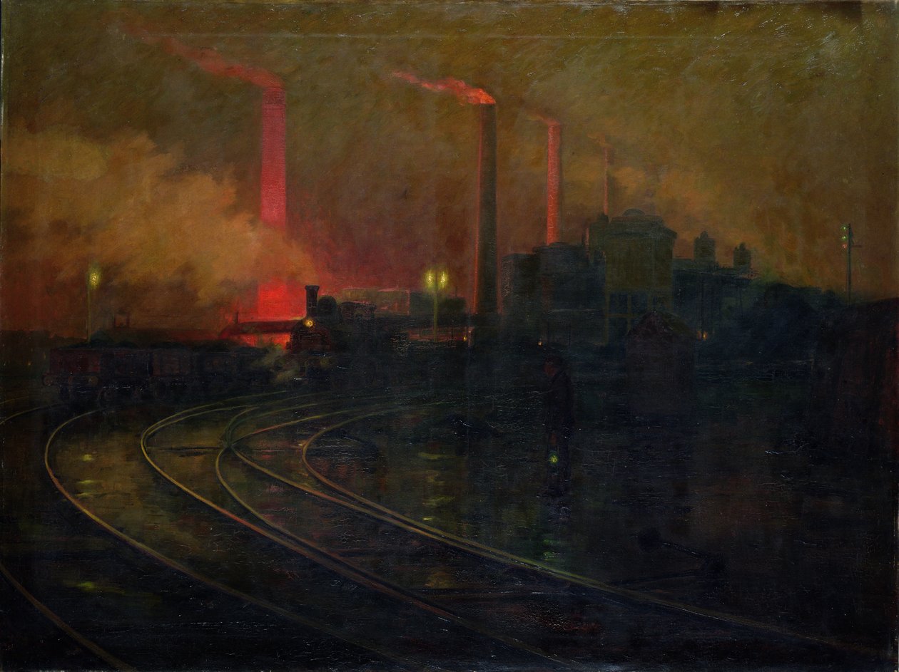 加的夫钢铁厂夜景 作者 莱昂内尔·瓦尔登（Lionel Walden）