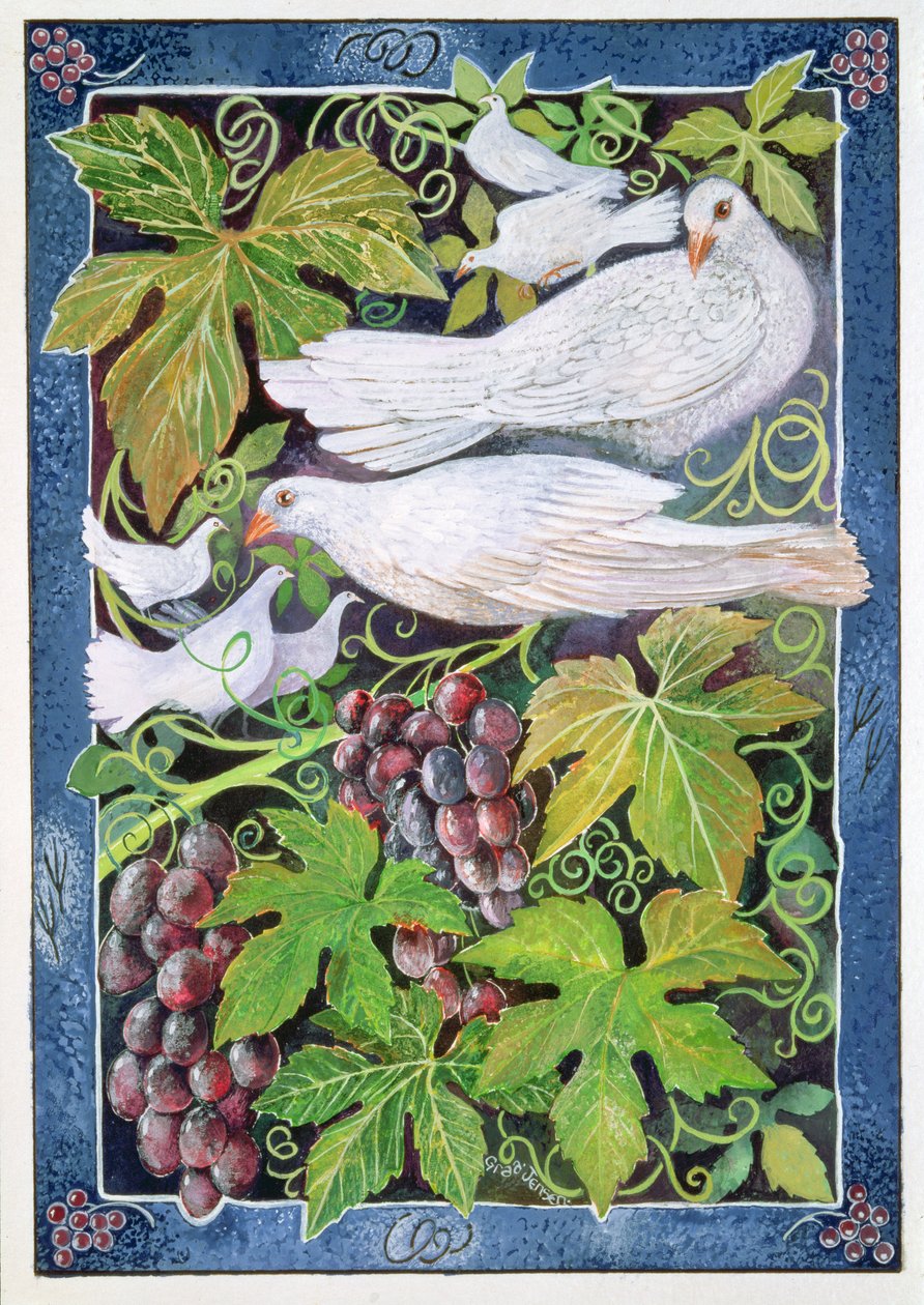 鸽子，1996年（丙烯酸墨水，水粉） 作者 丽莎·格拉·詹森