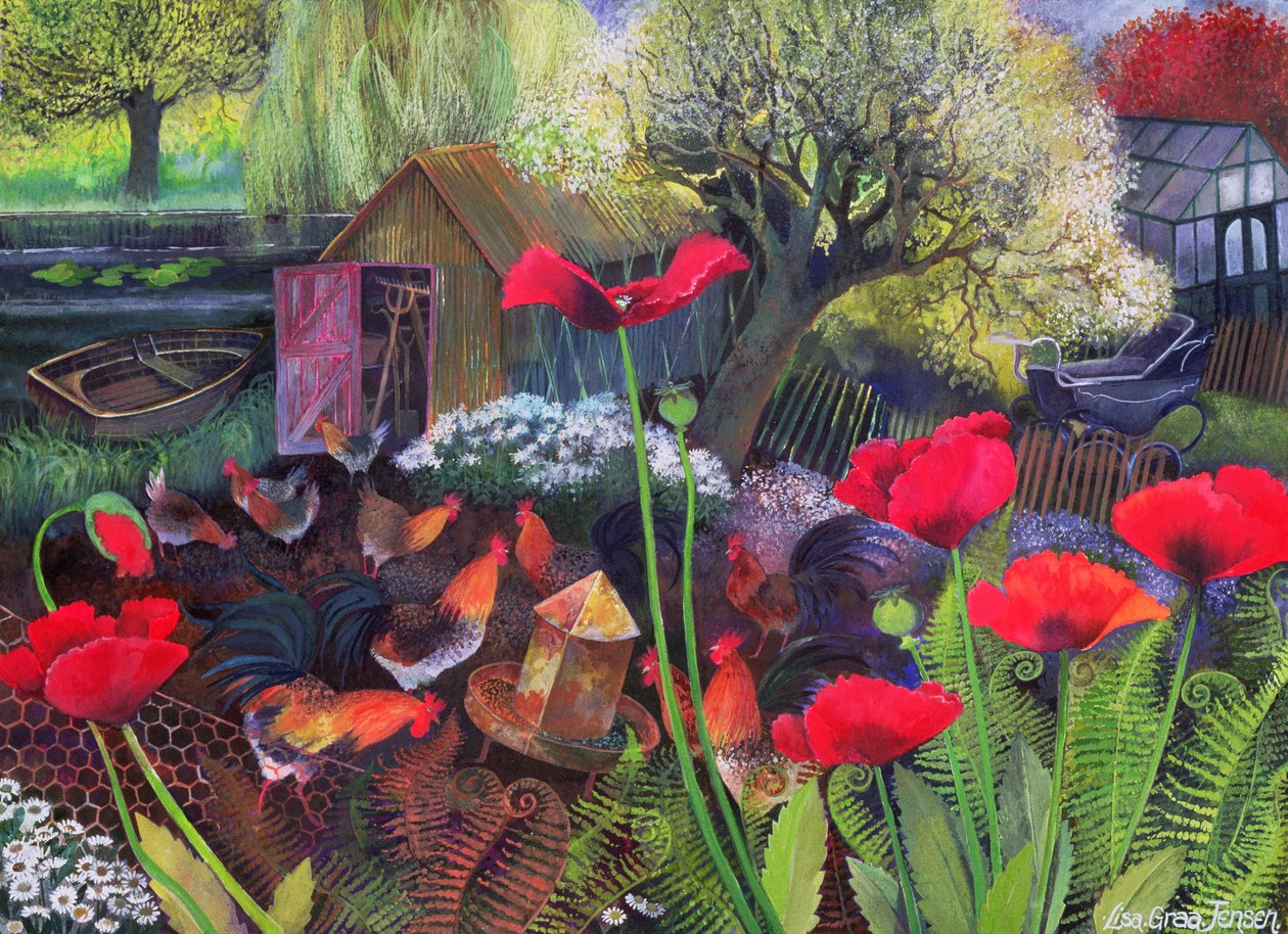 Hen Run，1994（丙烯酸墨水，水粉） 作者 丽莎·格拉·詹森