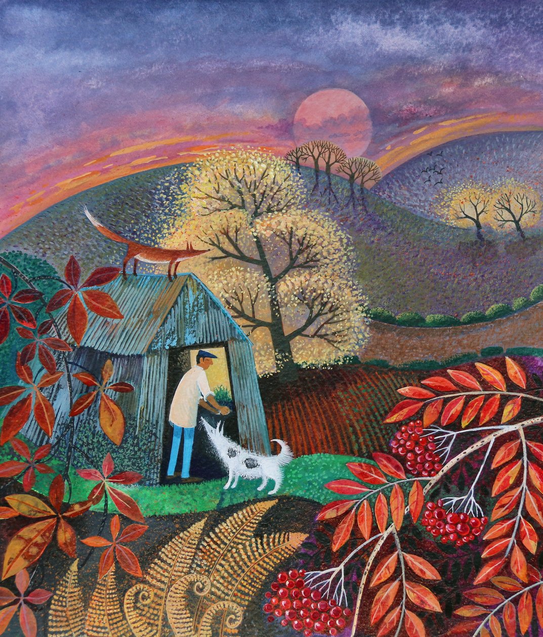 End of the Day, 2018,(acrylics on paper) 作者 丽莎·格拉·詹森