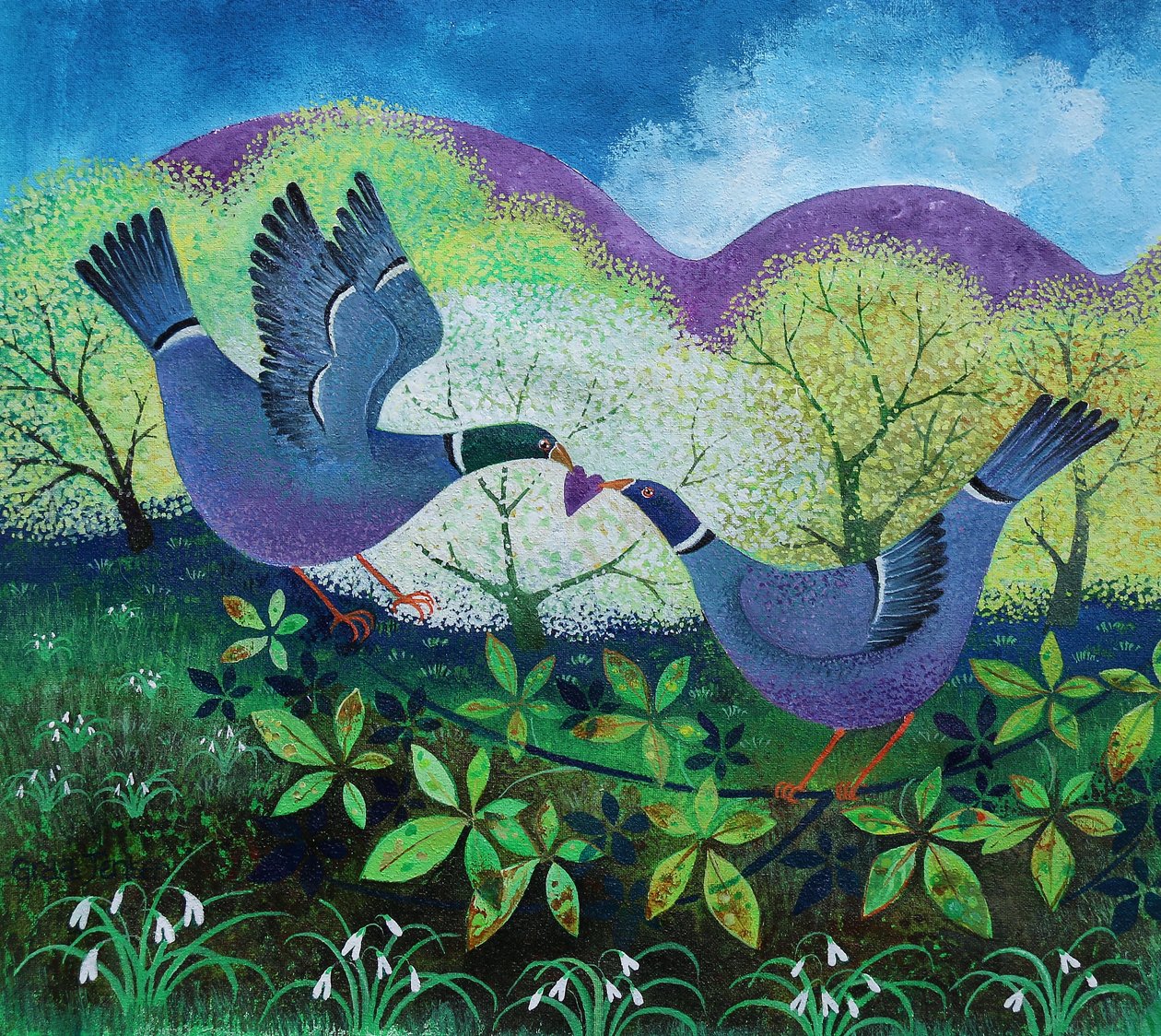 Love Birds, 2020,(acrylics on paper) 作者 丽莎·格拉·詹森