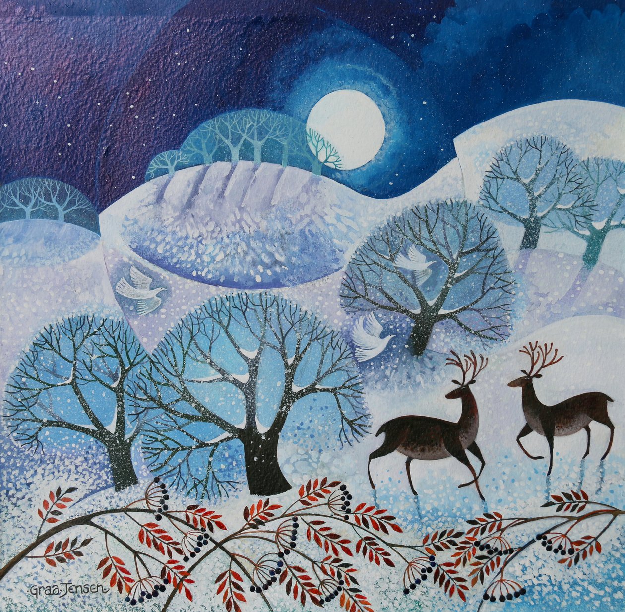 Snowy Land，2017，（丙烯酸油墨在纸上） 作者 丽莎·格拉·詹森