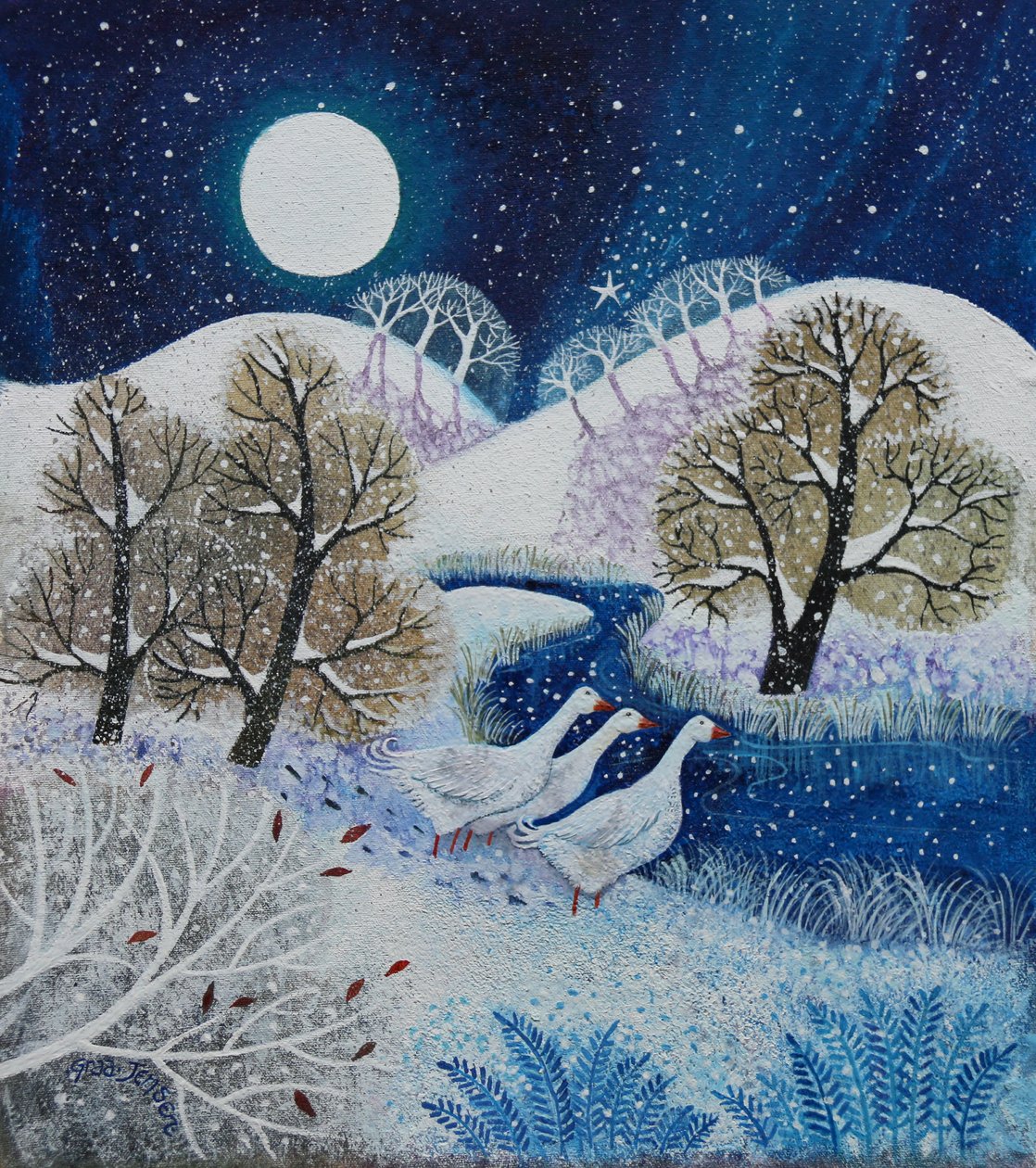 沉默的雪，2021年，（画布上的丙烯）。 作者 丽莎·格拉·詹森
