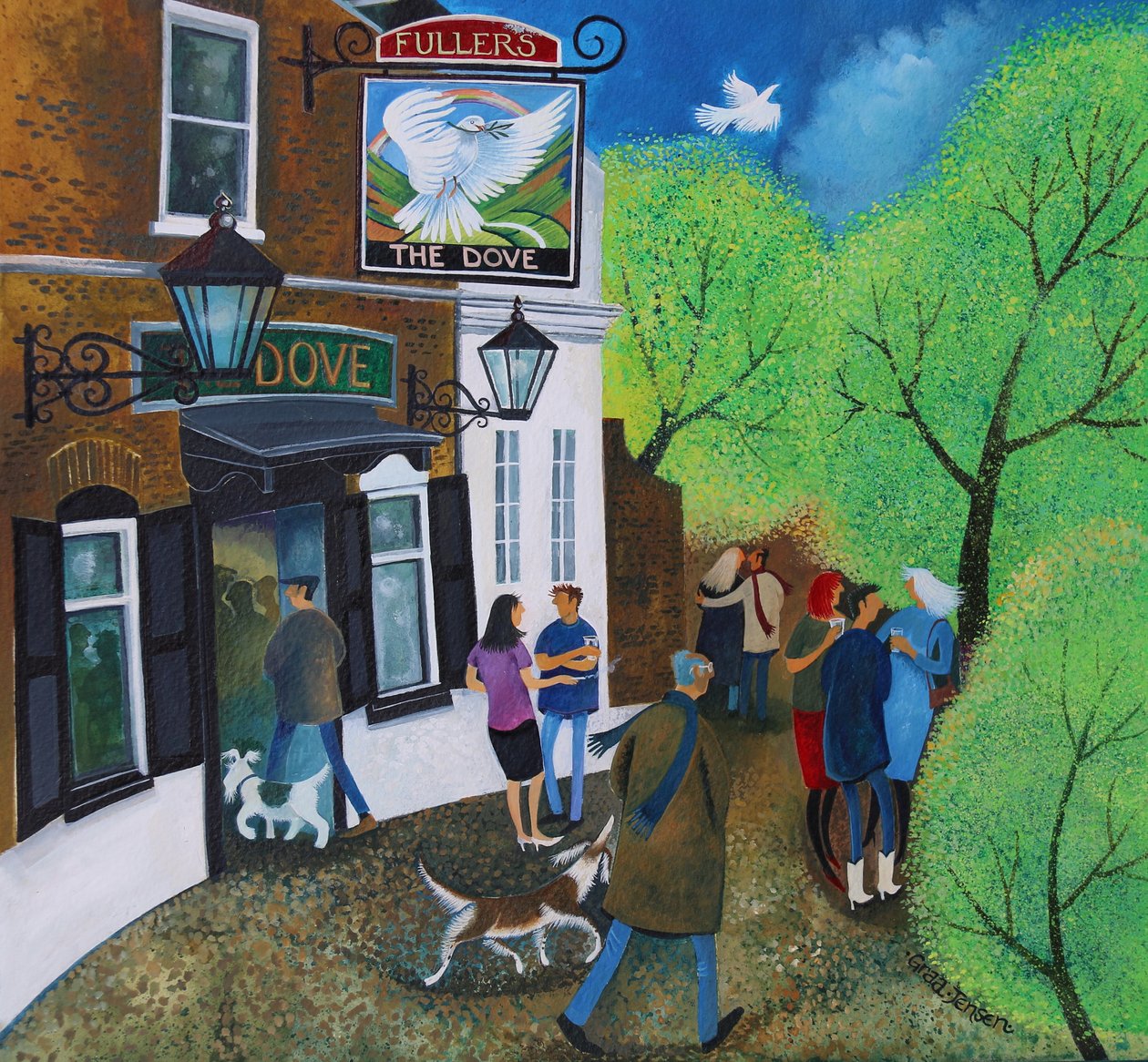 The Dove Pub Hammersmith 2015（纸上丙烯酸墨水） 作者 丽莎·格拉·詹森