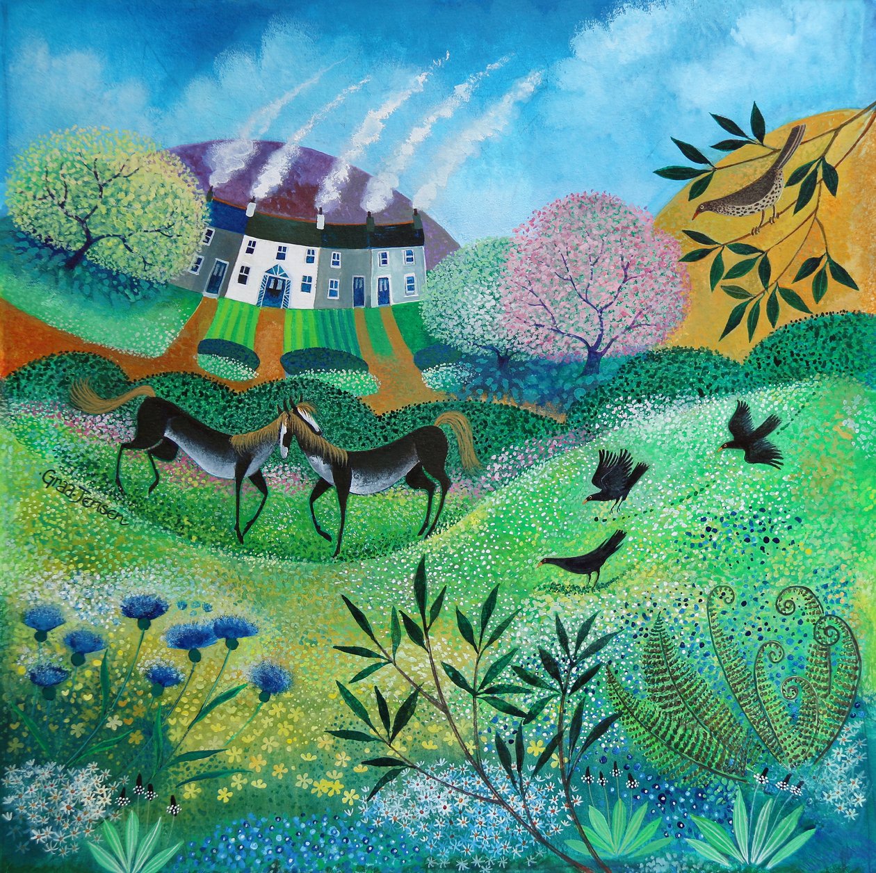 Wildflower meadow, 2020 (acrylics on paper) 作者 丽莎·格拉·詹森