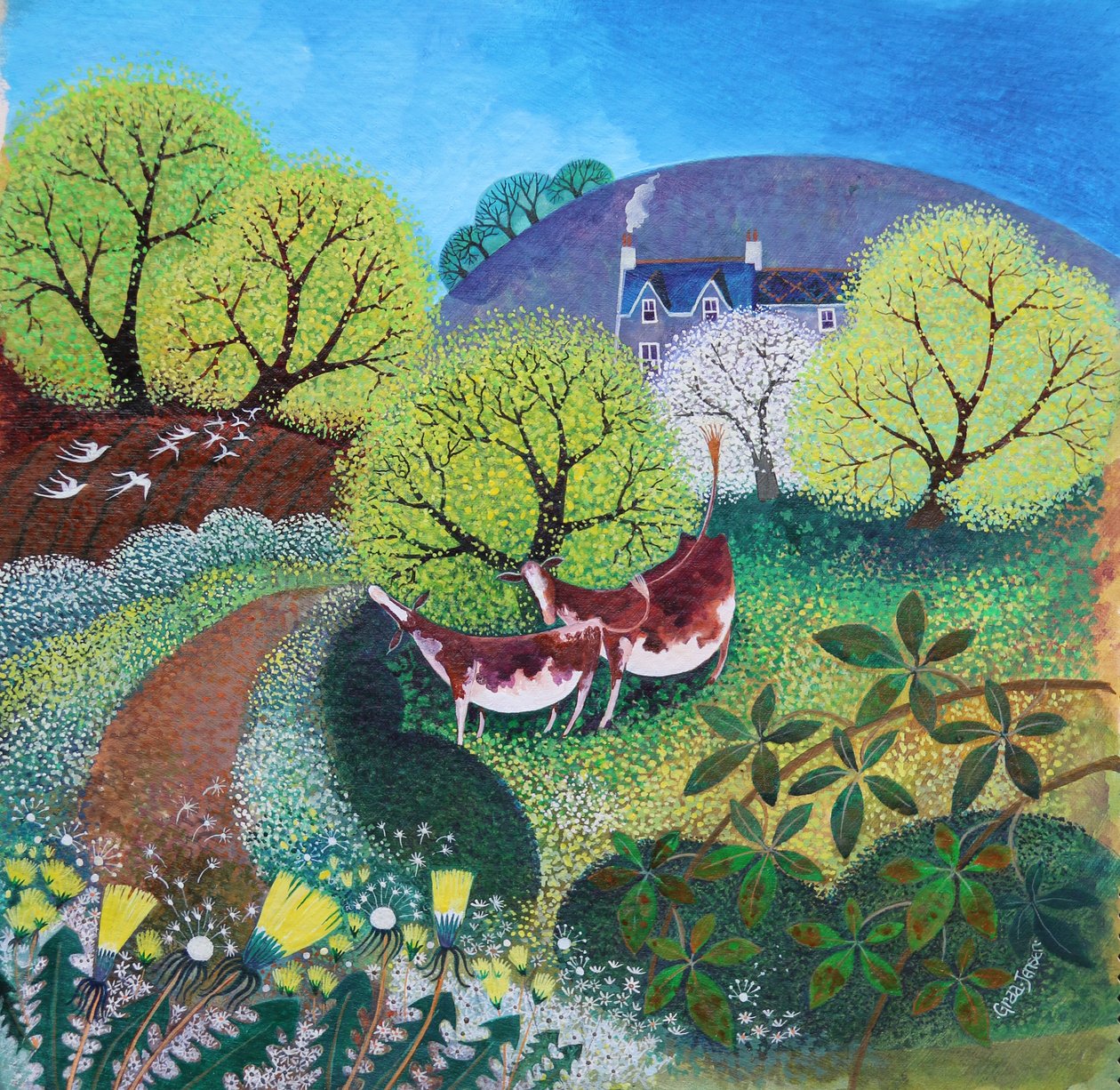 Winding Lane, 2021 (布面丙烯画) 作者 丽莎·格拉·詹森
