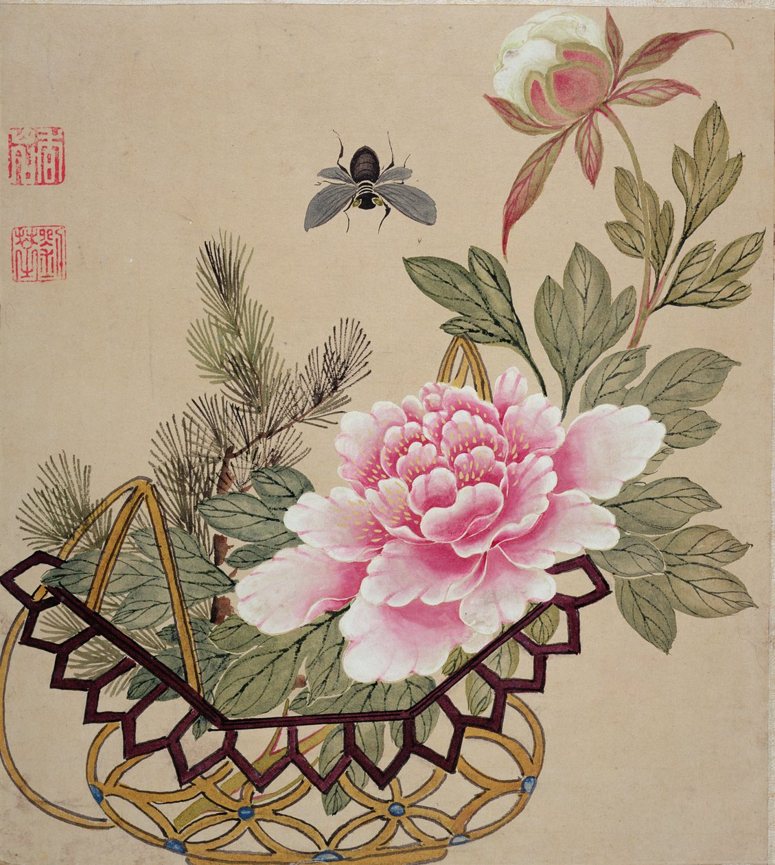 19世纪晚期的一系列花卉和昆虫画作之一 作者 刘华