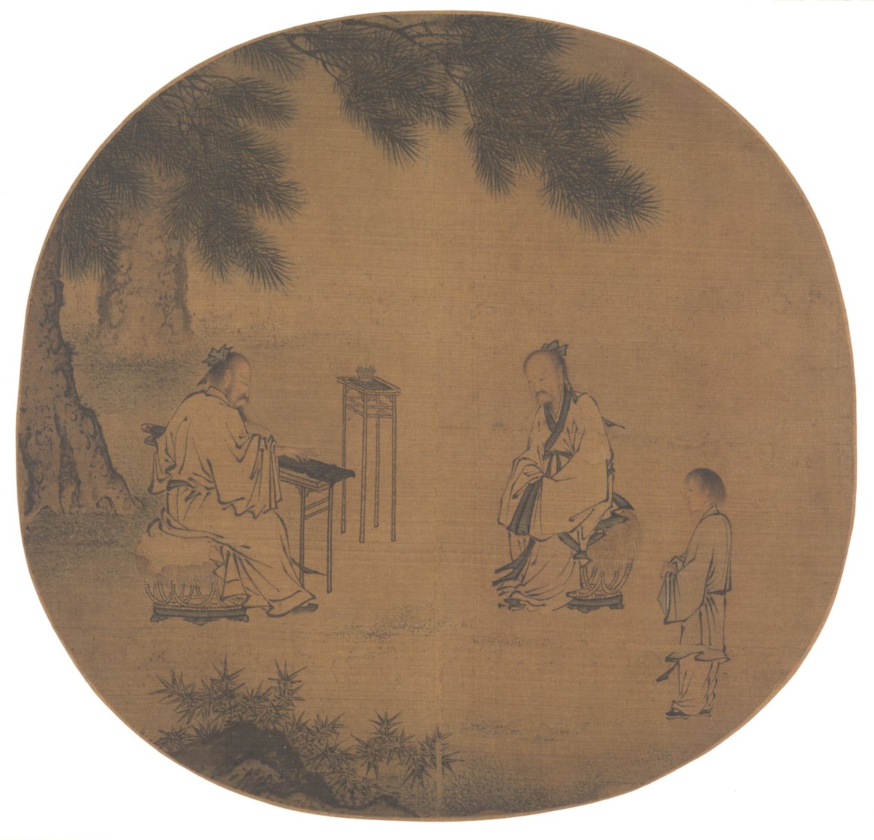 聆听秦筝，1150年-1225年后。 作者 刘松年