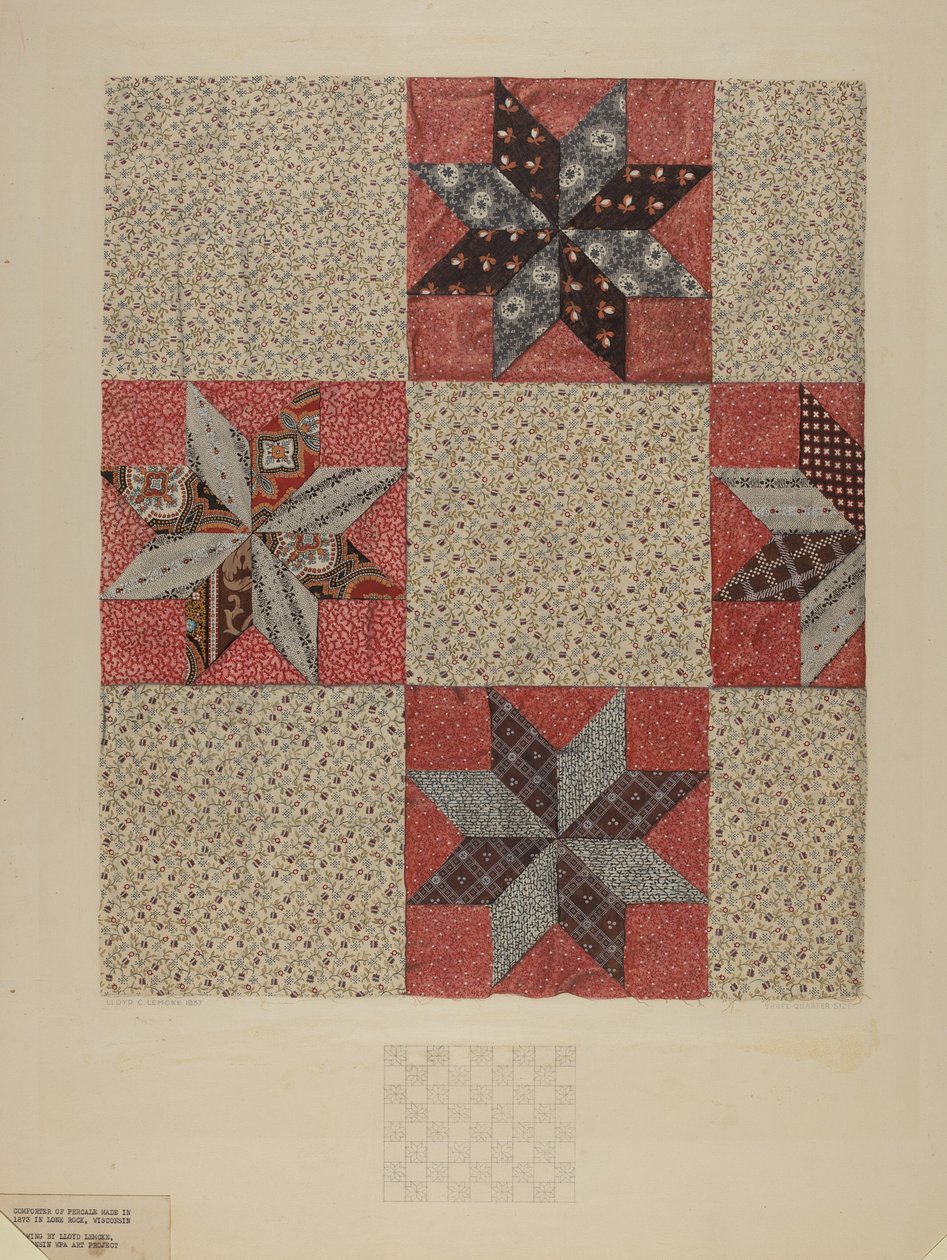 明星设计被子，约1937年。 作者 劳埃德·查尔斯·莱姆克