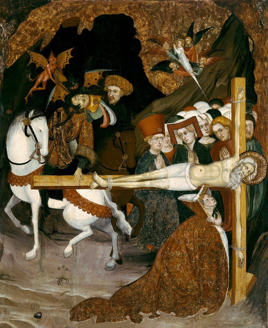 钉十字架圣安德鲁使徒。 Lluis Borrassa (1360-1425) 的绘画 作者 露丝·波拉萨