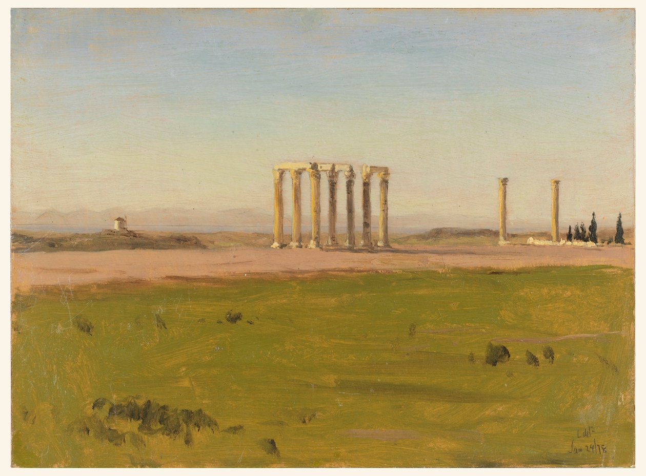 素描，风景中的废墟研究，1878 年 1 月 24 日 作者 洛克伍德德福雷斯特