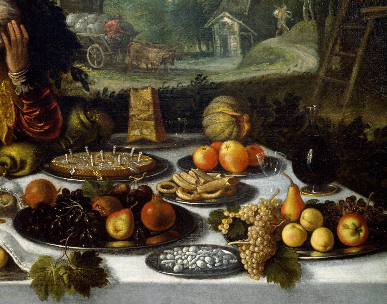桌展，Lodewijk Toeput（约 1550 年-约 1605 年）作品《财富的虚荣》中的细节 作者 洛德维克托普特