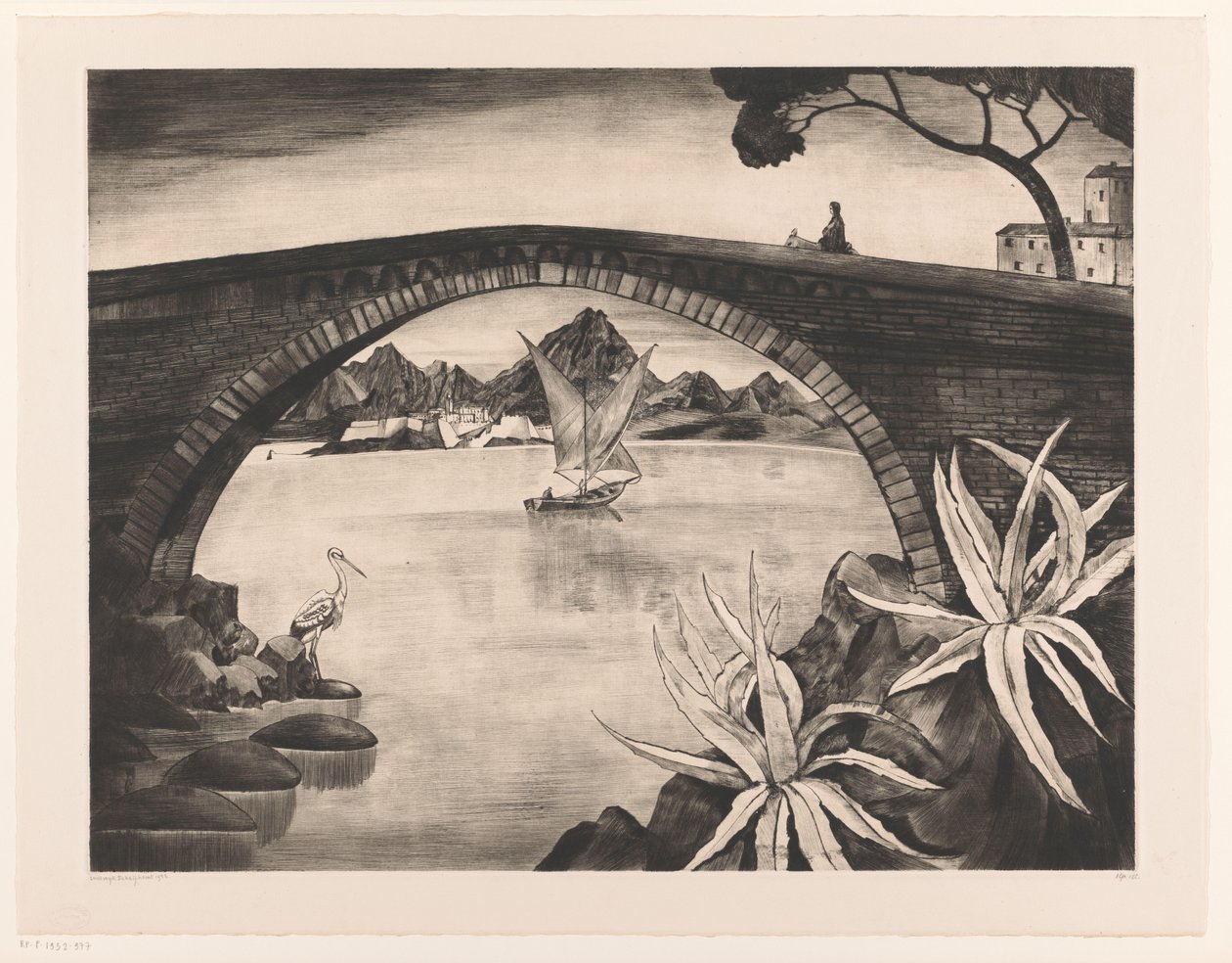 科西嘉岛拱桥 Le Grand Pont Corse（科西嘉大桥）（原标题） 作者 Lodewijk Shelfhout（艺术家签名）