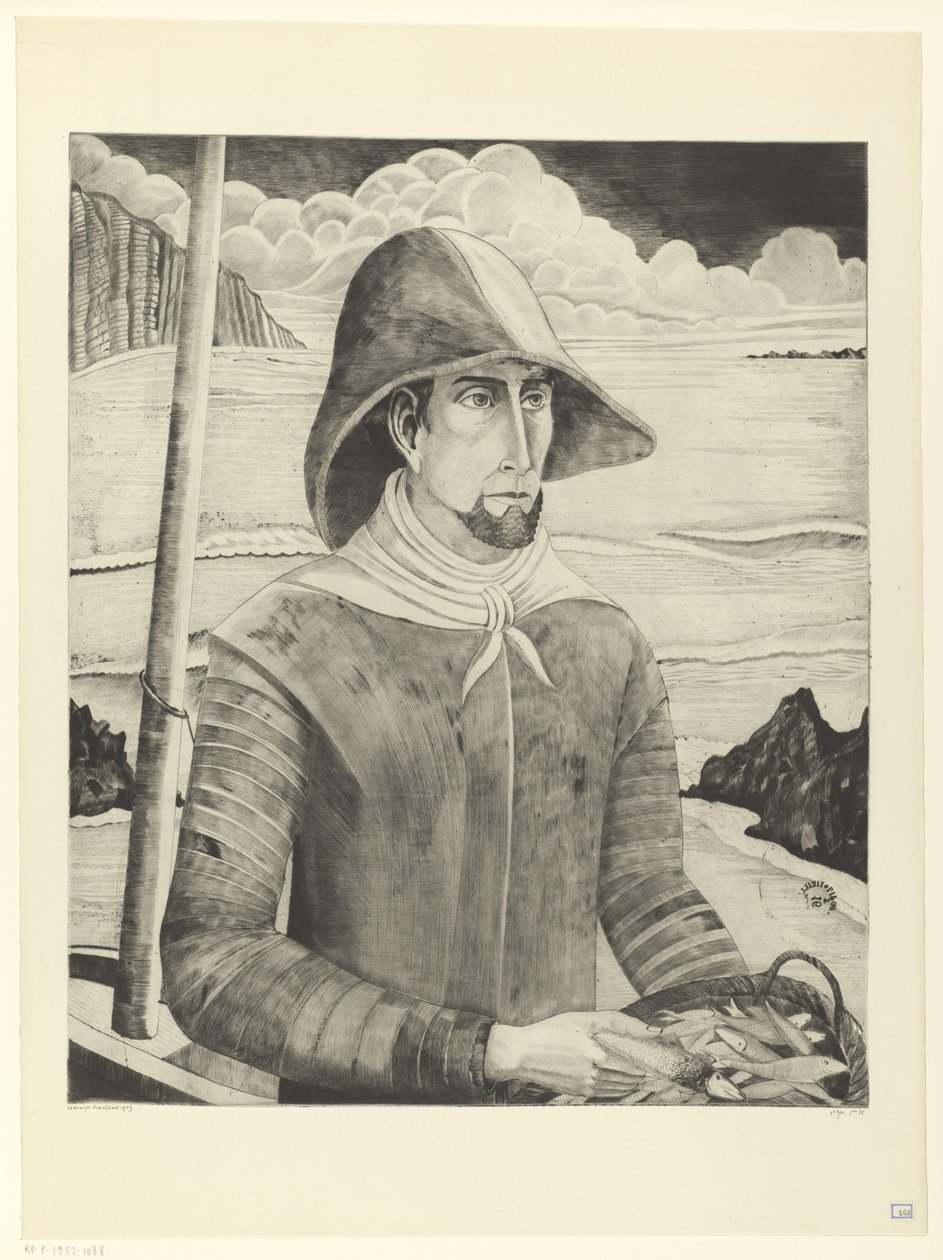 布列塔尼人
Pêcheur Breton II（原标题） 作者 Lodewijk Shelfhout（艺术家签名）