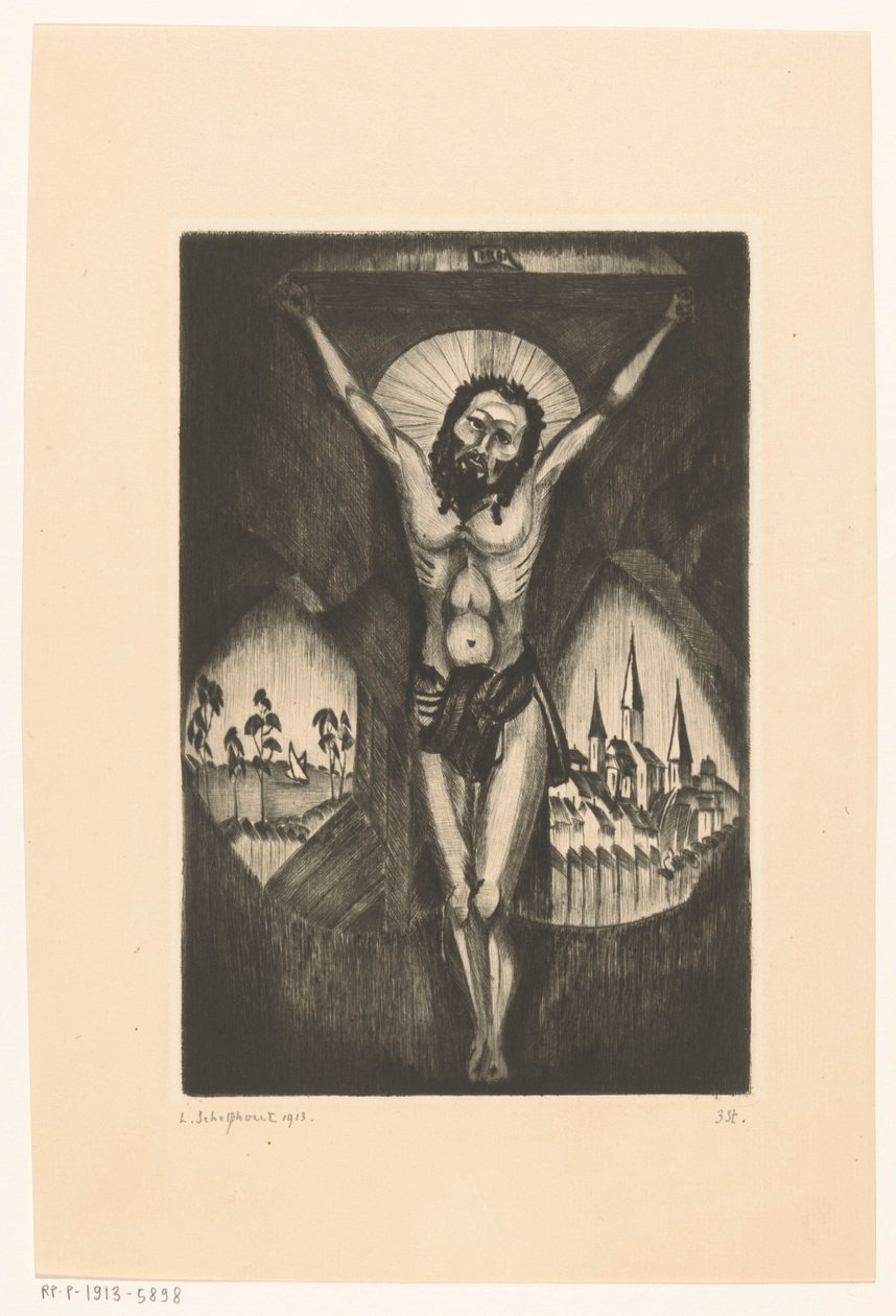 十字架上的基督
Le Christ I（物品上的原标题） 作者 Lodewijk Shelfhout（艺术家签名）