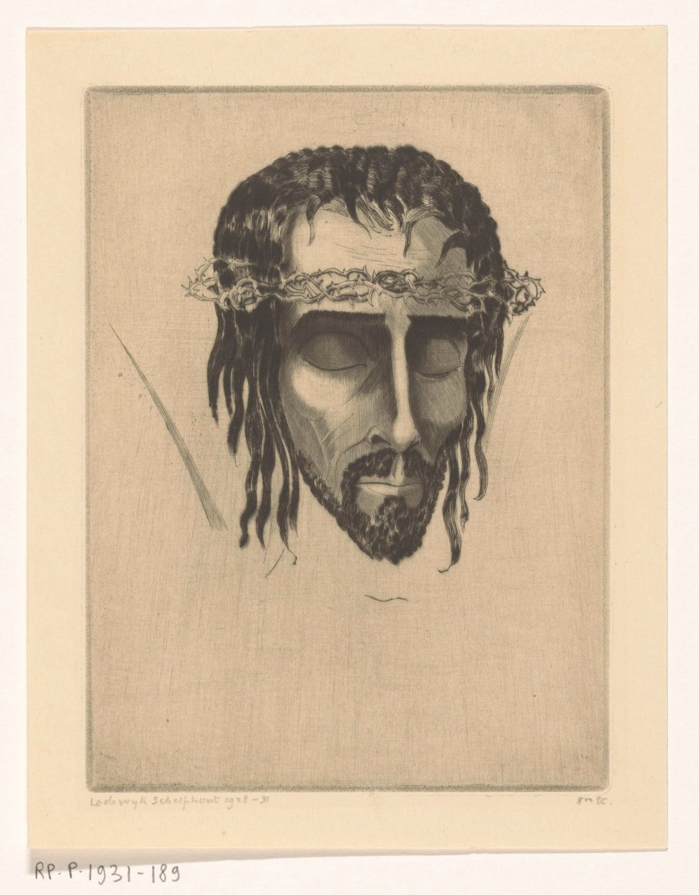 基督之首
Tête de Christ IV（原标题） 作者 Lodewijk Shelfhout（艺术家签名）