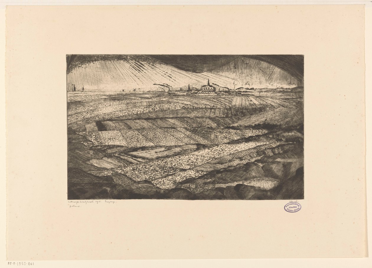 田野风景
田园（原物上的标题） 作者 Lodewijk Shelfhout（艺术家签名）