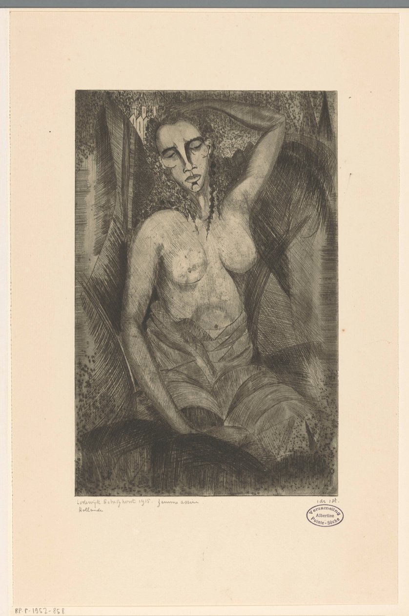 Zittende vrouw
Femme assise（物品上的原标题） 作者 Lodewijk Shelfhout（艺术家签名）