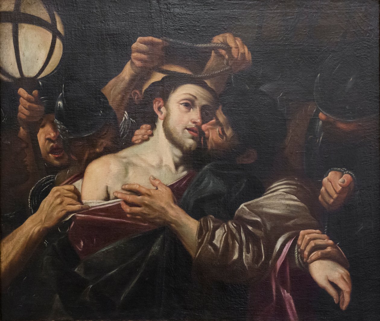 犹大之吻，取材于波隆尼未知艺术家路多维科-卡拉奇（Ludovico Carracci）（布面油画 作者 洛多维科（后）卡拉奇