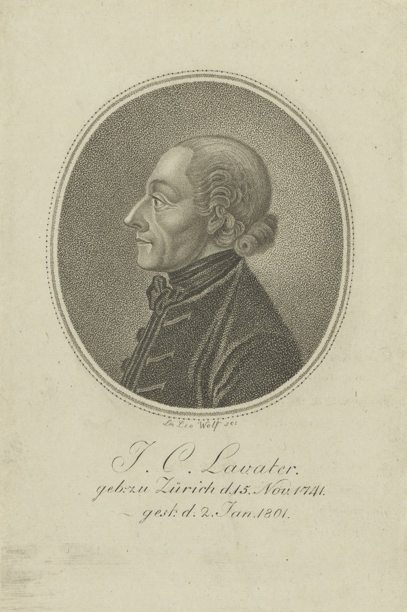 诗人和相学家约翰·卡斯珀·拉瓦特（Johann Kaspar Lavater）的肖像1741-1801年，c。 1810。 作者 解算者利奥·沃尔夫