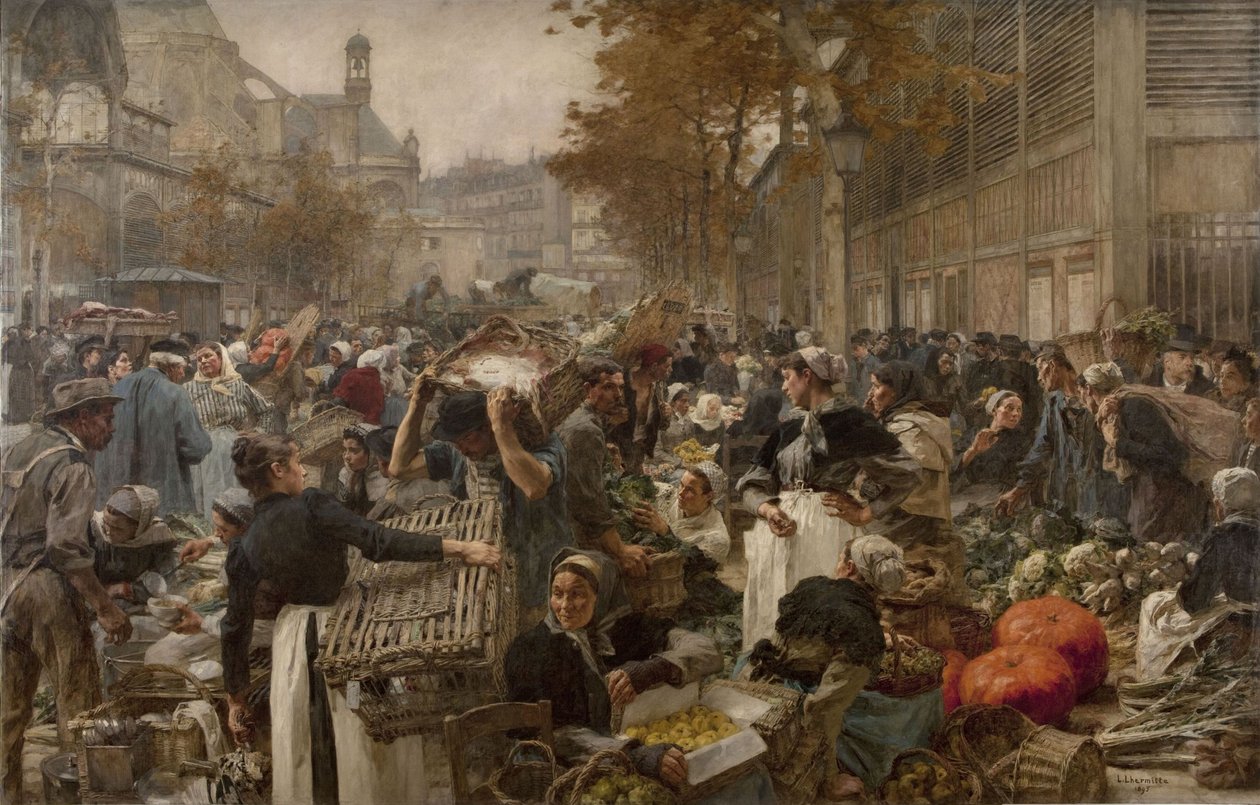 厅堂》（Les Halles）。 作者 莱昂·莱尔米特
