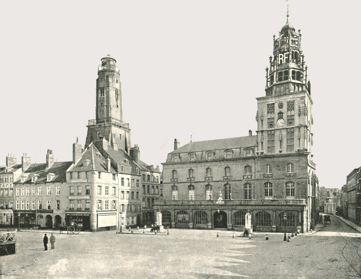守望塔和Hotel De Ville，法国加来，1895年。 作者 伦敦立体摄影公司