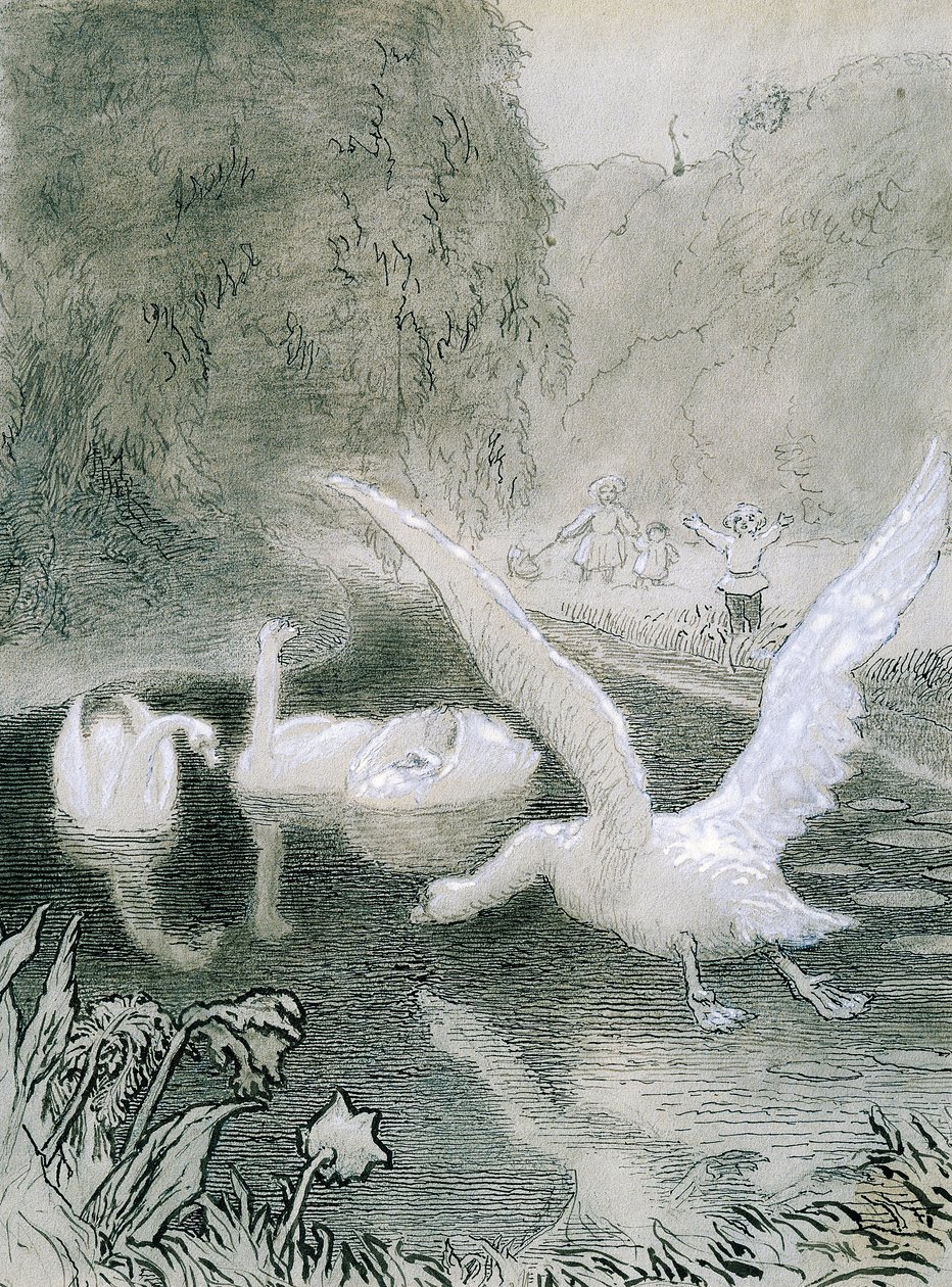 丑小鸭》，洛伦茨-弗罗里希（1820-1908 年）为安徒生（1805-1875 年）的童话创作的插图 作者 洛伦斯·弗洛里奇（Lorens Frolich）