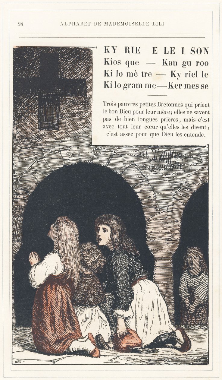 Kyrie Eleison, Kiosk, Kanguroo, Kilometre, Kyrielle, Kilogram, Kermesse, page 24 - Alphabet by Mademoiselle Lili, by L. Froelich and by a dad (Hetzel himself).巴黎 J. Hetzel  Cie 图书馆和教育与娱乐杂志社 作者 洛伦兹·弗罗利希