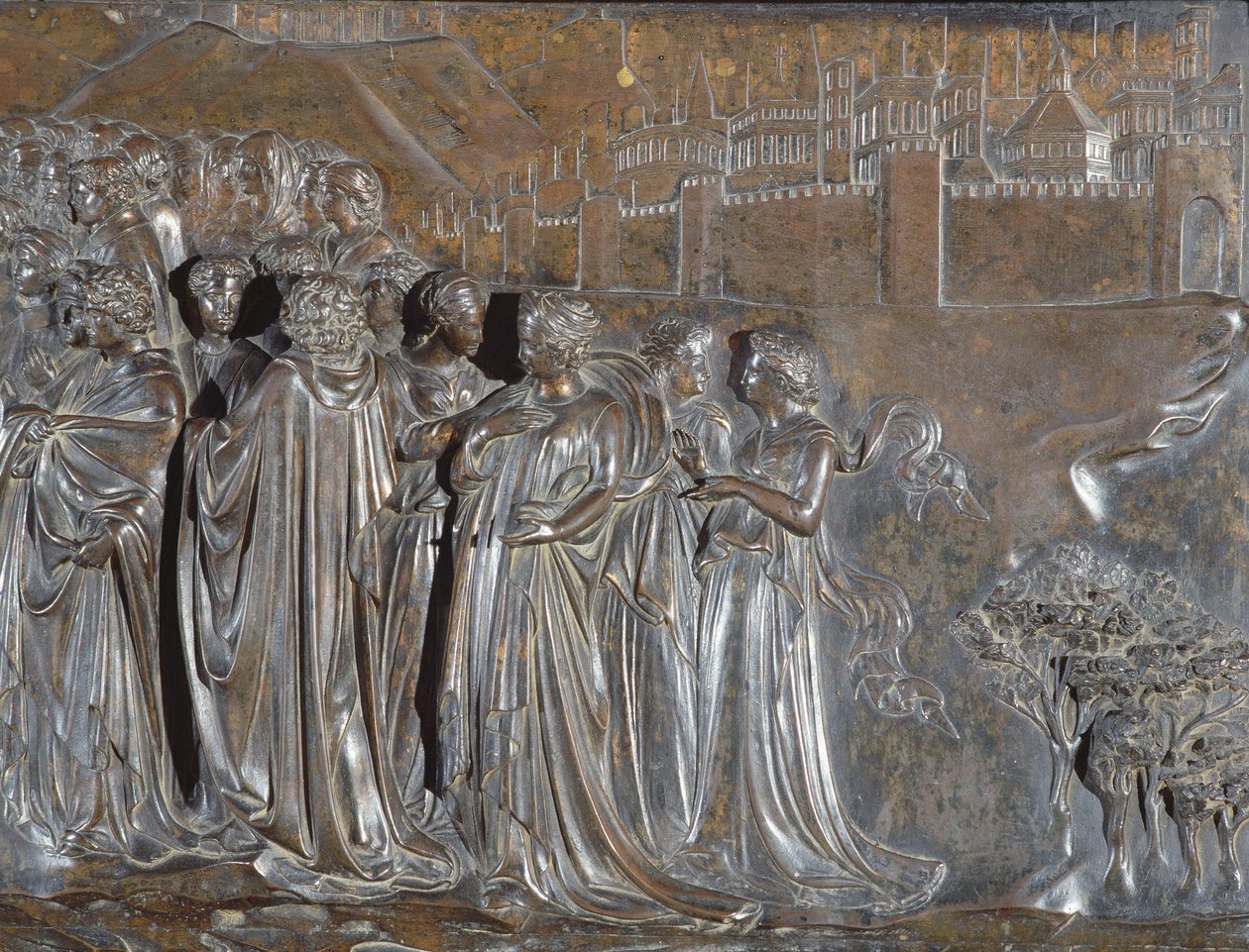 人群的细节，圣Zenobius寺庙，1432-35古铜色 作者 洛伦佐·吉贝蒂（Lorenzo Ghiberti）