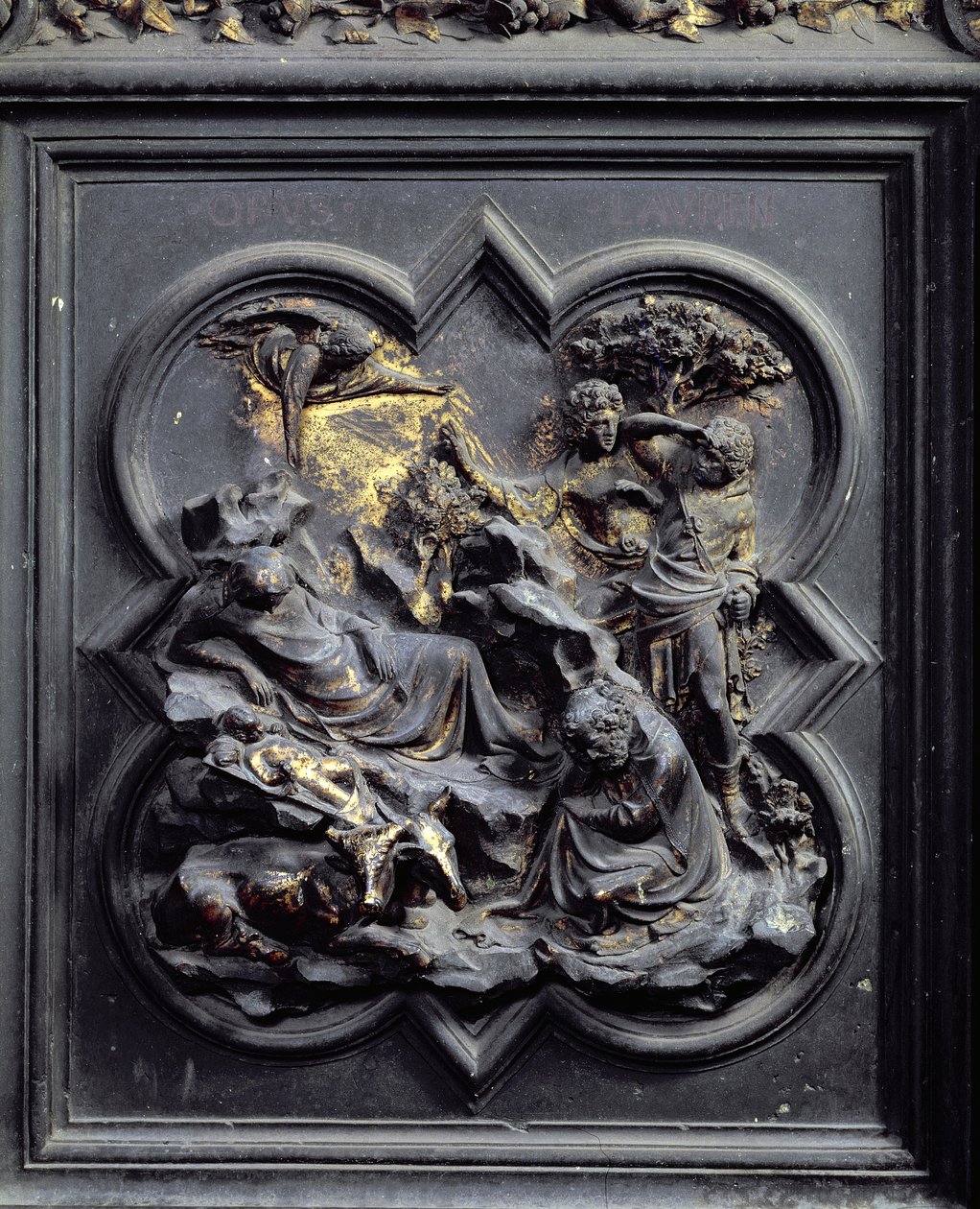 耶稣诞生，圣乔万尼洗礼堂北门的第二个小组，1403-24（青铜） 作者 洛伦佐·吉贝蒂（Lorenzo Ghiberti）