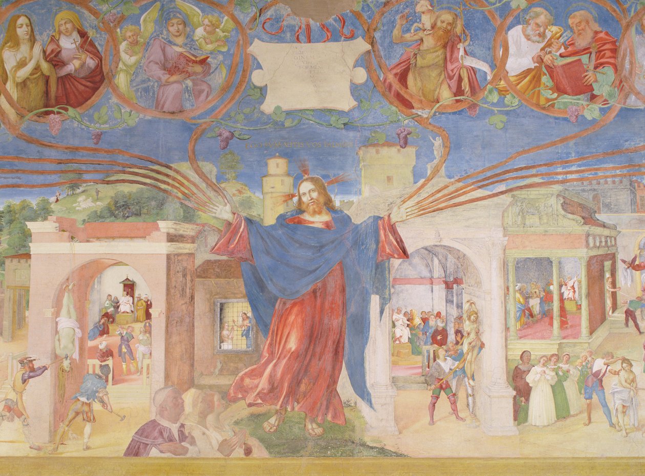 详细信息来自&39;Christ-Vine和圣芭芭拉传奇&39;，1524年 作者 洛伦佐·乐透（Lorenzo Lotto）