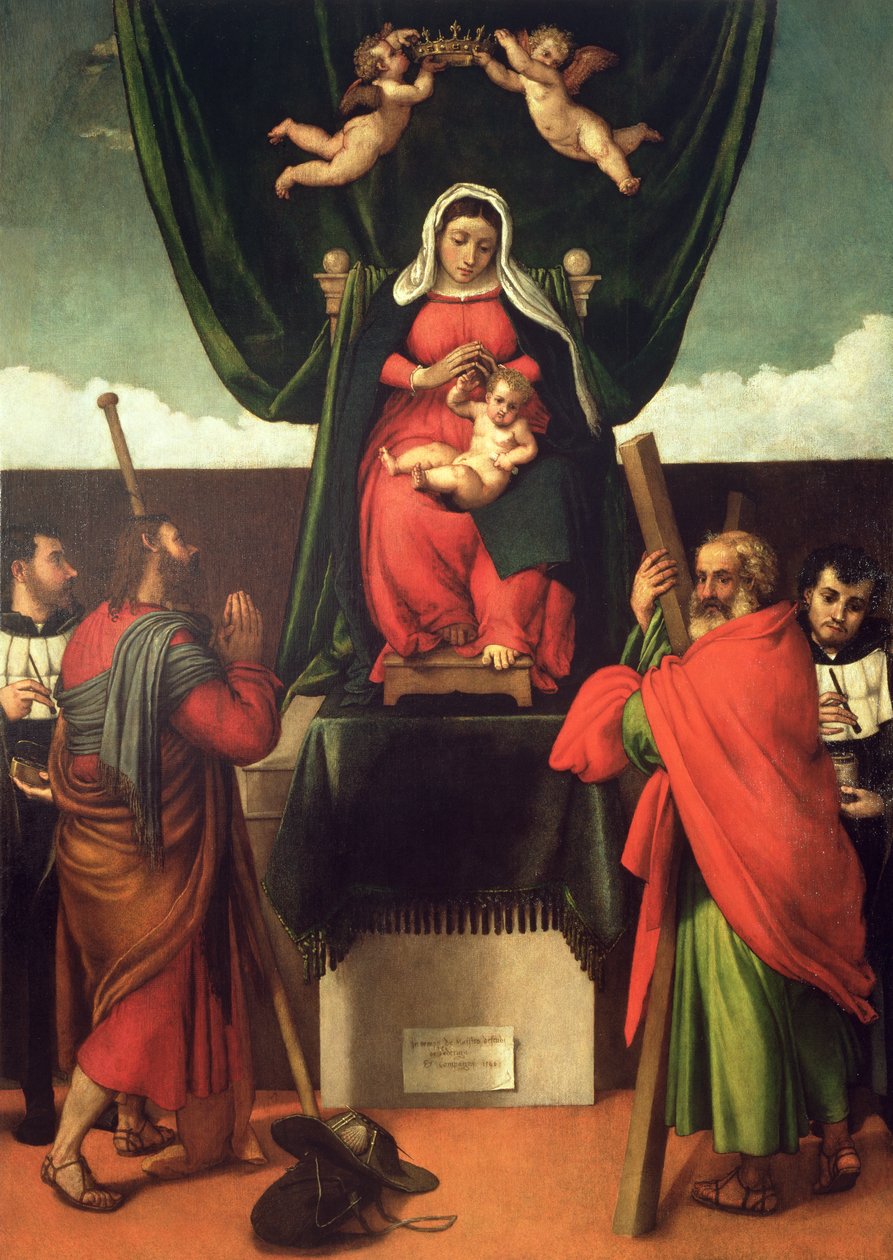 麦当娜和儿童登上四圣徒，1546年 作者 洛伦佐·乐透（Lorenzo Lotto）
