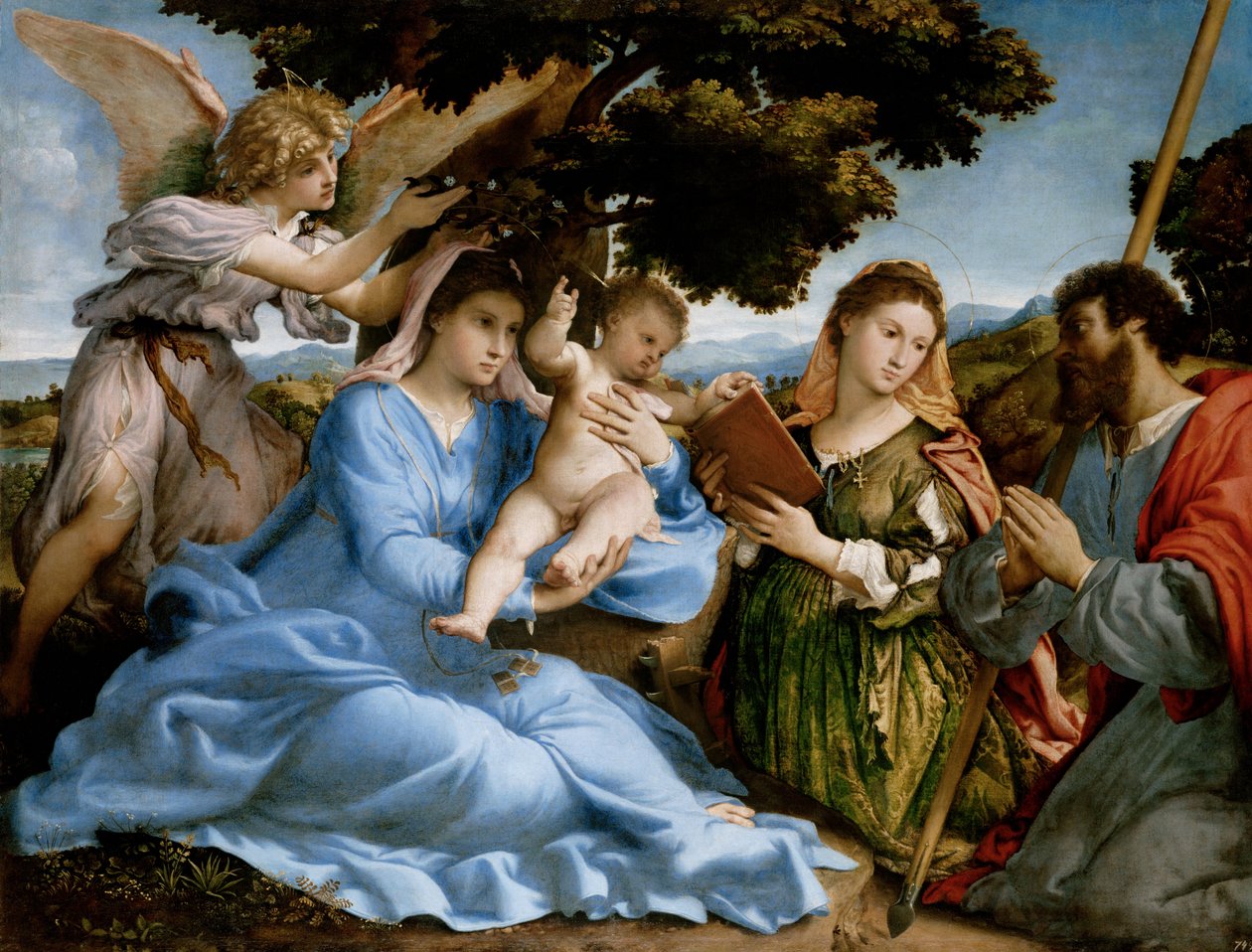 麦当娜和圣徒凯瑟琳和托马斯的儿童（sacra conversazione） 作者 洛伦佐·乐透（Lorenzo Lotto）
