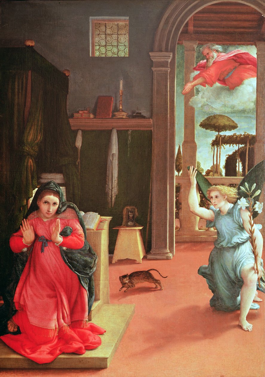 报喜，第1534-35页 作者 洛伦佐·乐透（Lorenzo Lotto）
