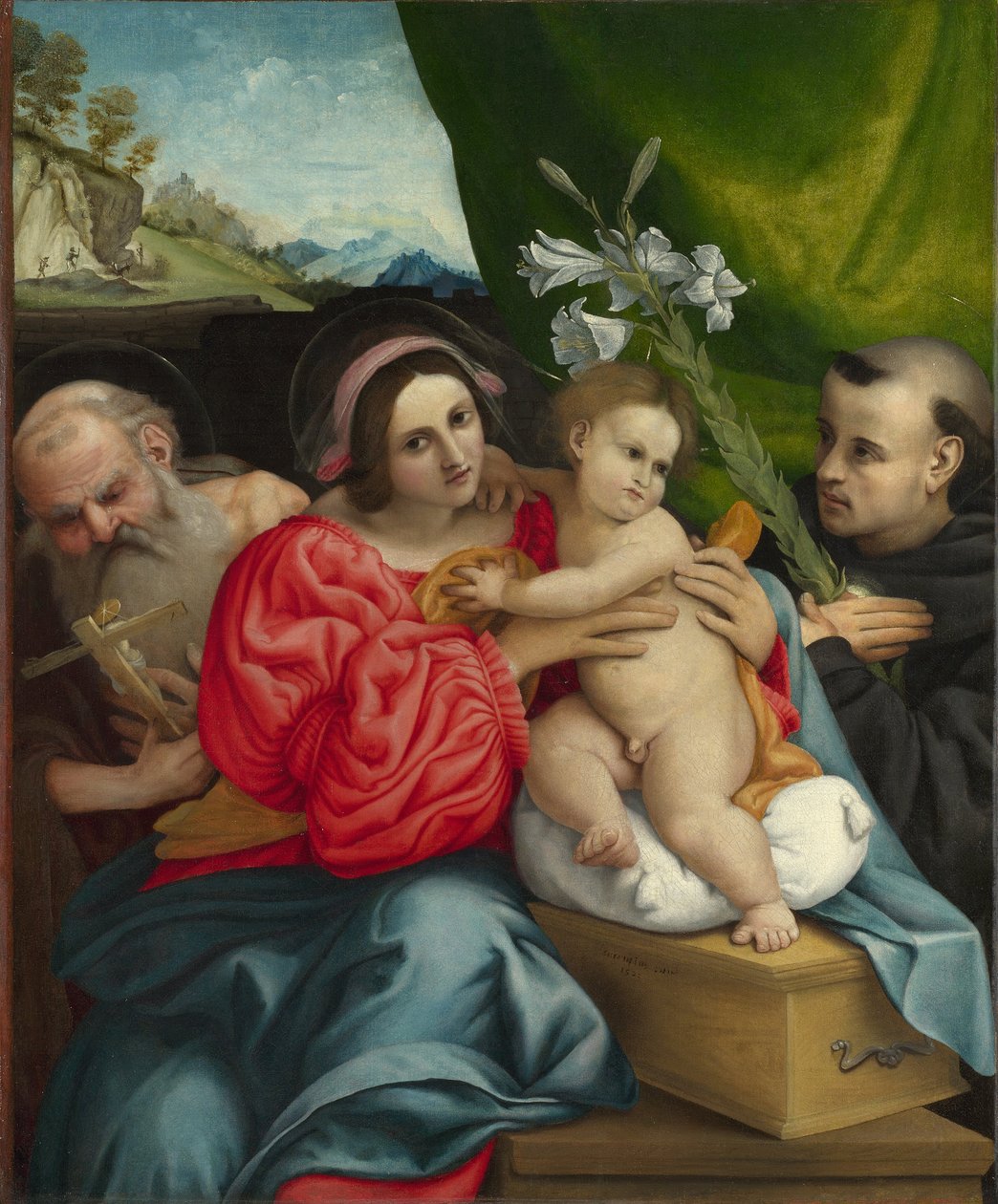 圣母子与圣徒杰罗姆和托伦蒂诺的尼古拉斯 作者 洛伦佐·乐透（Lorenzo Lotto）