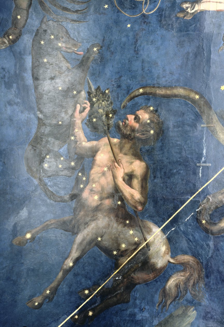 半人马座，来自Sala dello Zodiaco的天花板，1579年 作者 洛伦佐·科斯塔（Lorenzo Costa）