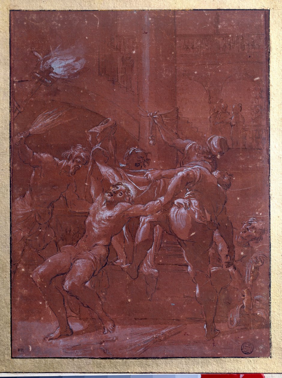 Lorenzo Garbieri dit il Nepote（1580-1654）巴黎用棕色墨水鞭打基督绘画。 卢浮宫 作者 洛伦佐·加比里