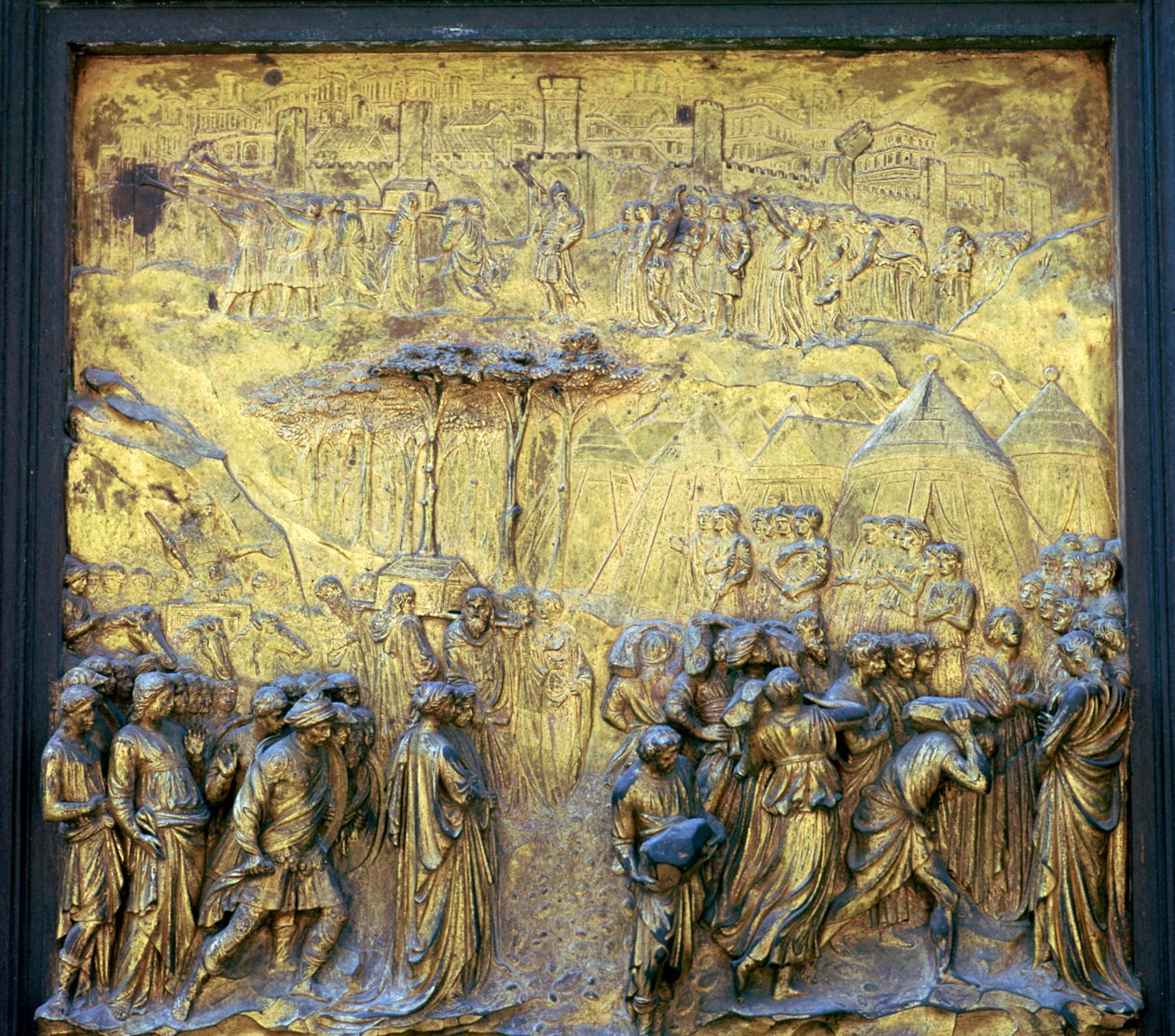 洗礼堂的天堂之门细节，15世纪 作者 洛伦佐·吉贝蒂（Lorenzo Ghiberti）